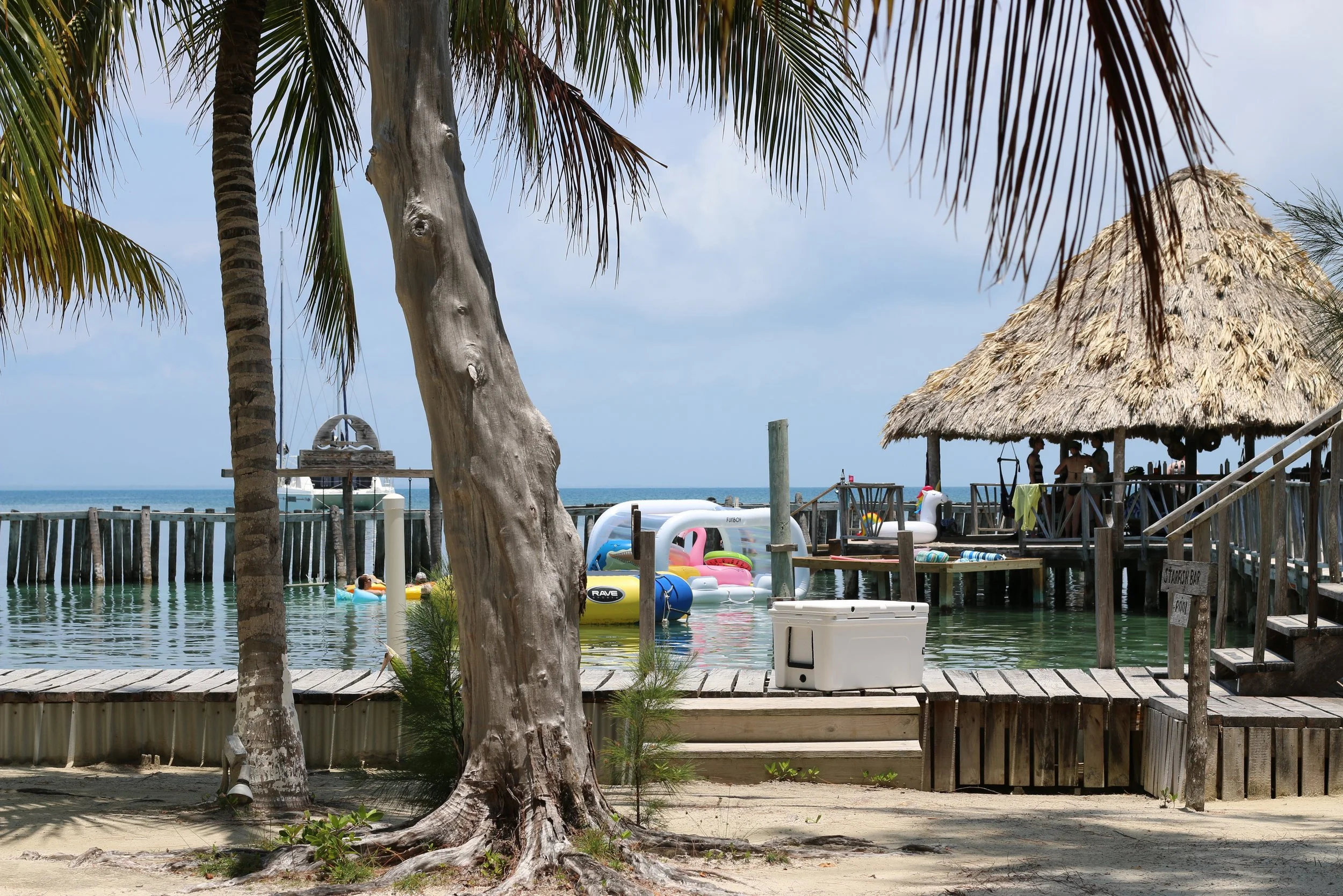 Lots of inflatables to relax on in the lagoon