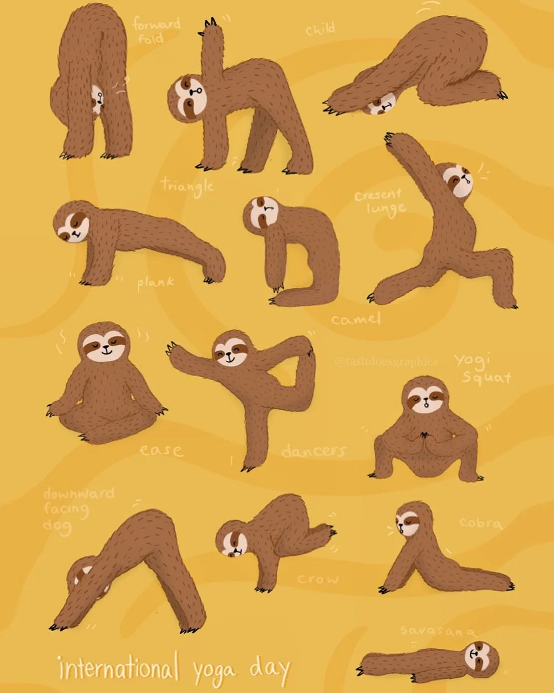 happy international yoga day 🧘&zwj;♀️ 
sad that @lululemonjp #beyoubewell ends today though 💔

#yoga #yogaillustration #lululemon #wellnessmonth #ルルレモン　#childpose #savasana #funny #fitness #sloth #slothillustration #animalillustration #wellness #yo