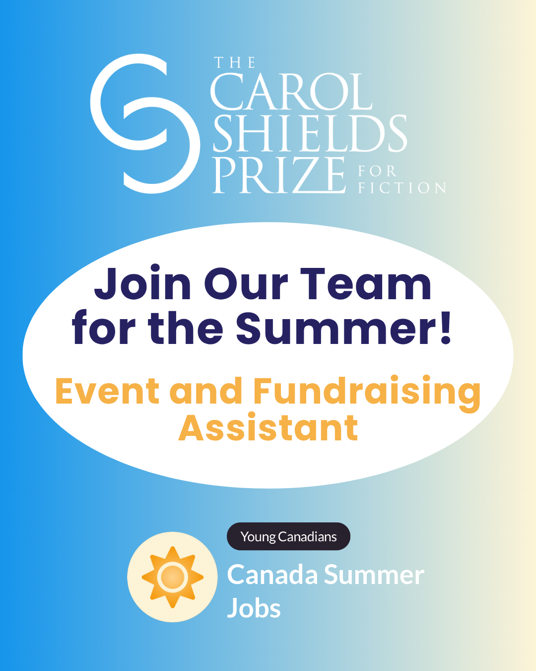 We’re hiring! Event and Fundraising Assistant: a 7-week position funded by Canada Summer Jobs