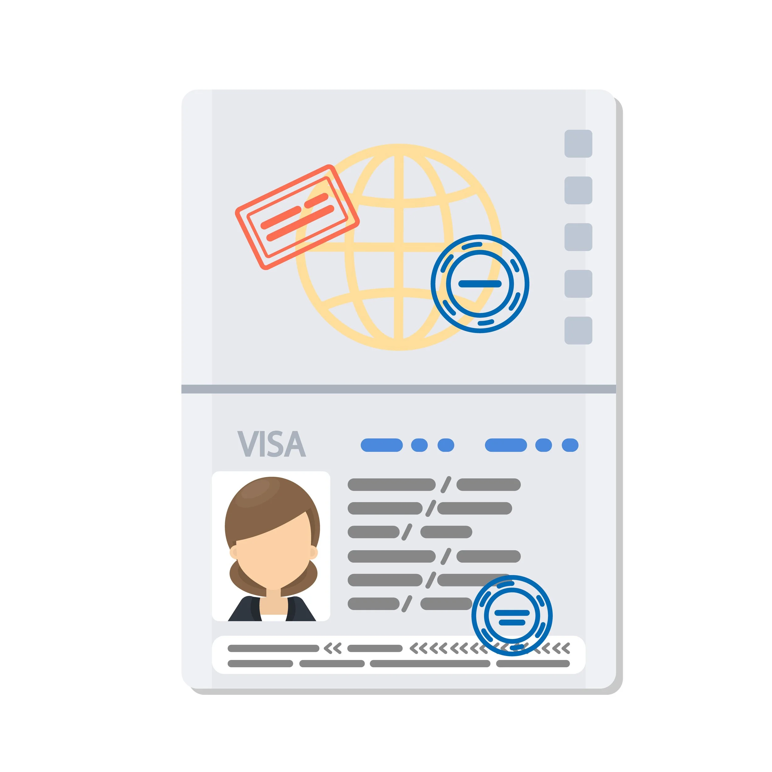 Un boceto de una visa de EE. UU. con una fotografía.