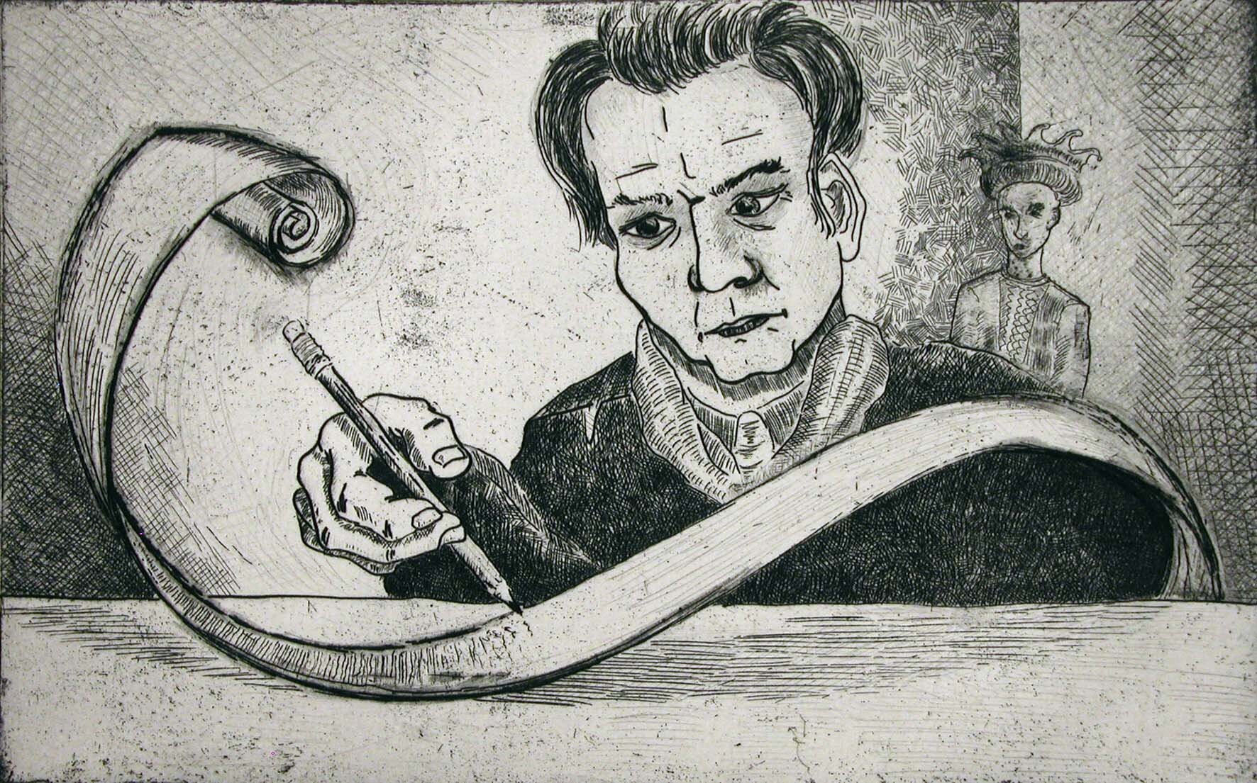 My Official Cross-Referenced List of Excuses, etching, 8"x 5", edition of 25