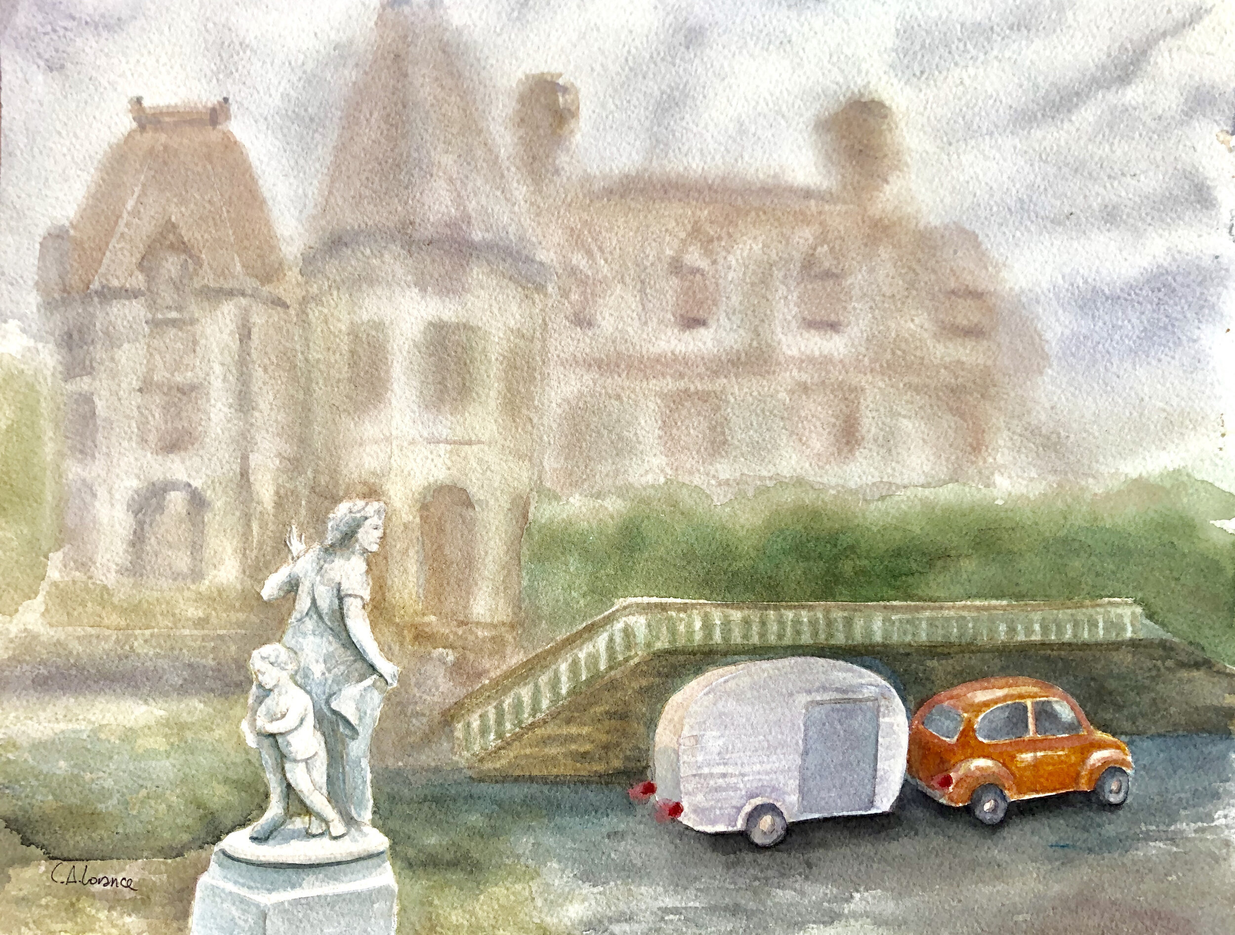 Leaving Biltmore, watercolor, 12" x 16", 2019