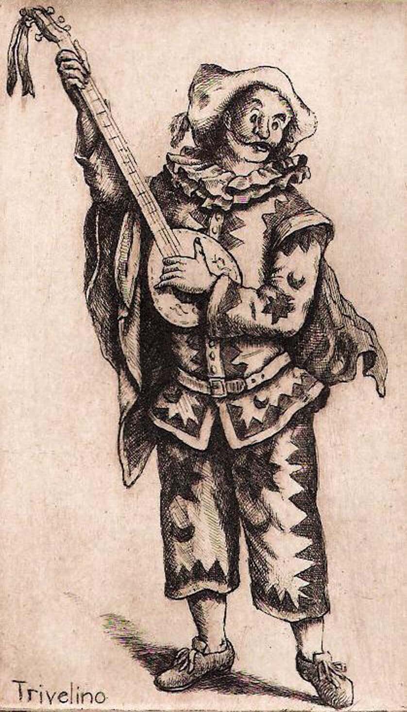 Trivelino, etching, 5" x 3", edition of 25