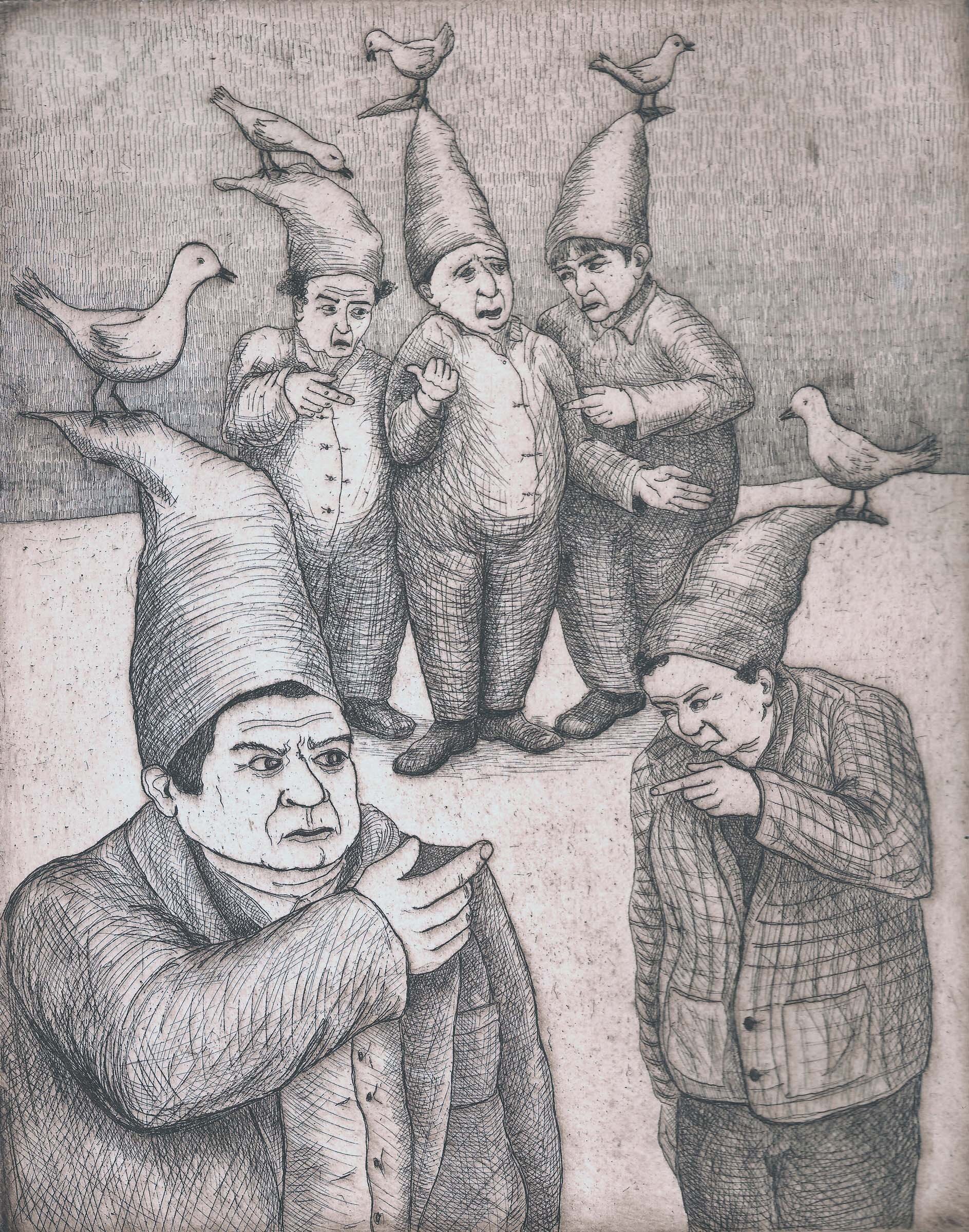 Political Appointees, etching, 10" x 8", edition of 25