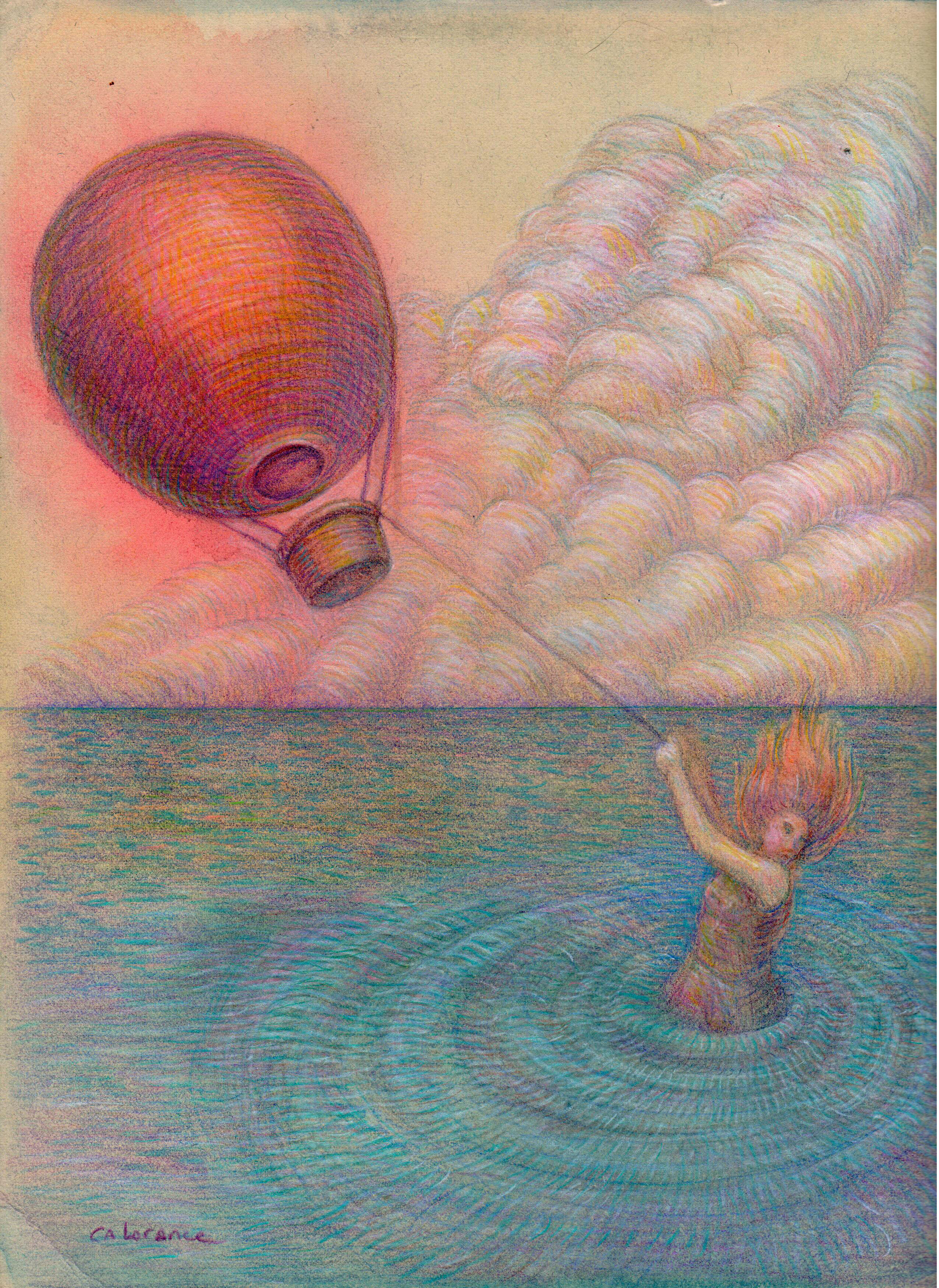 Lift, 12" x 9", colored pencil, 2019, SOLD