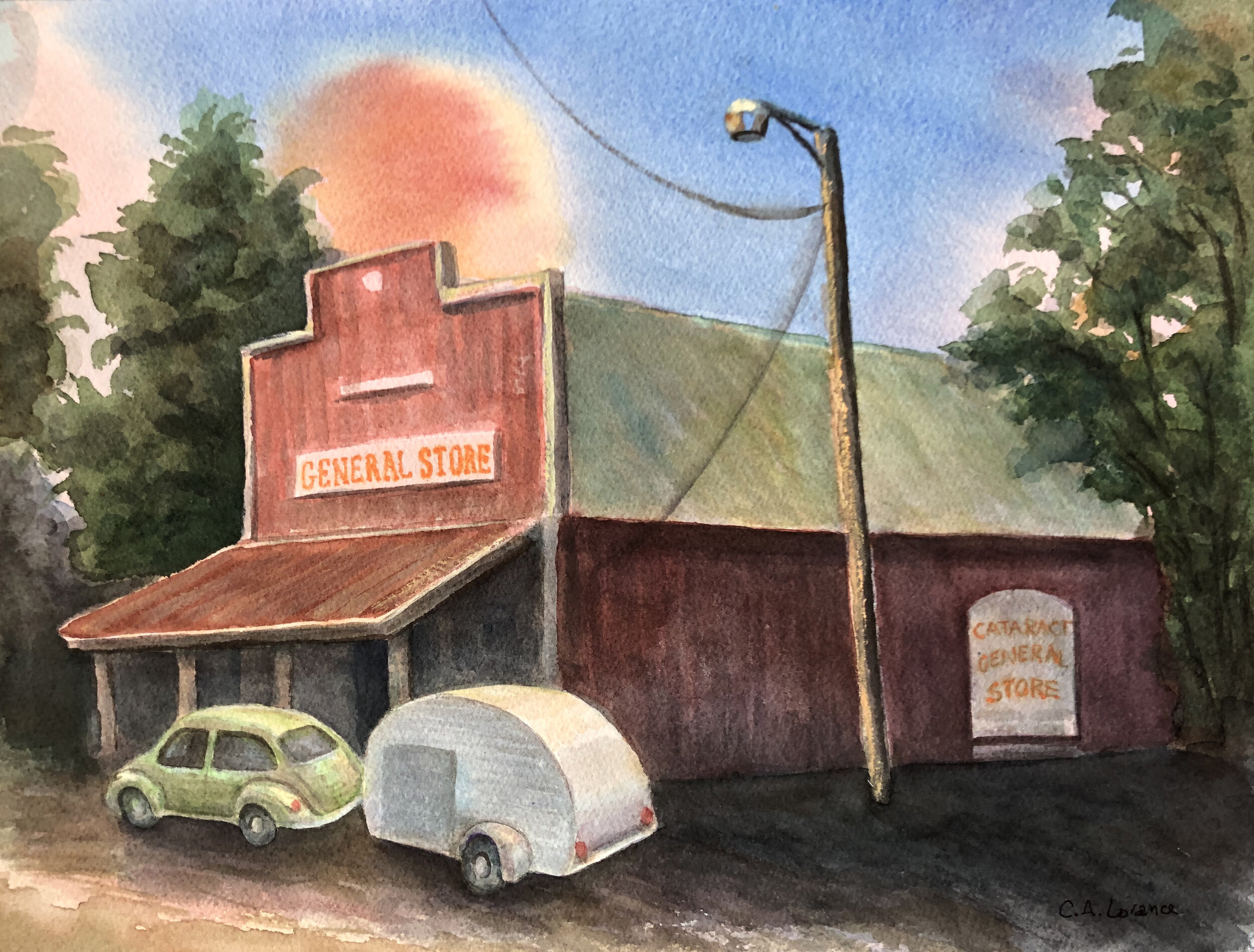 Cataract General Store, watercolor, 16" x 20", 2019