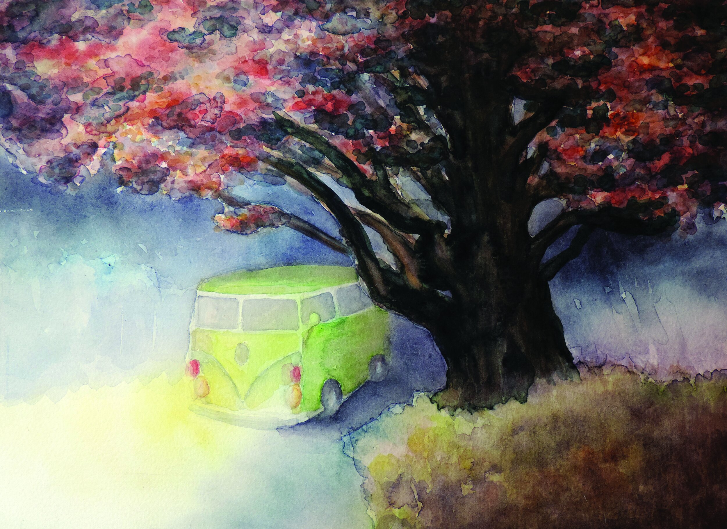 Corner on Emerson II, watercolor, 11" x 14" , 2019, SOLD