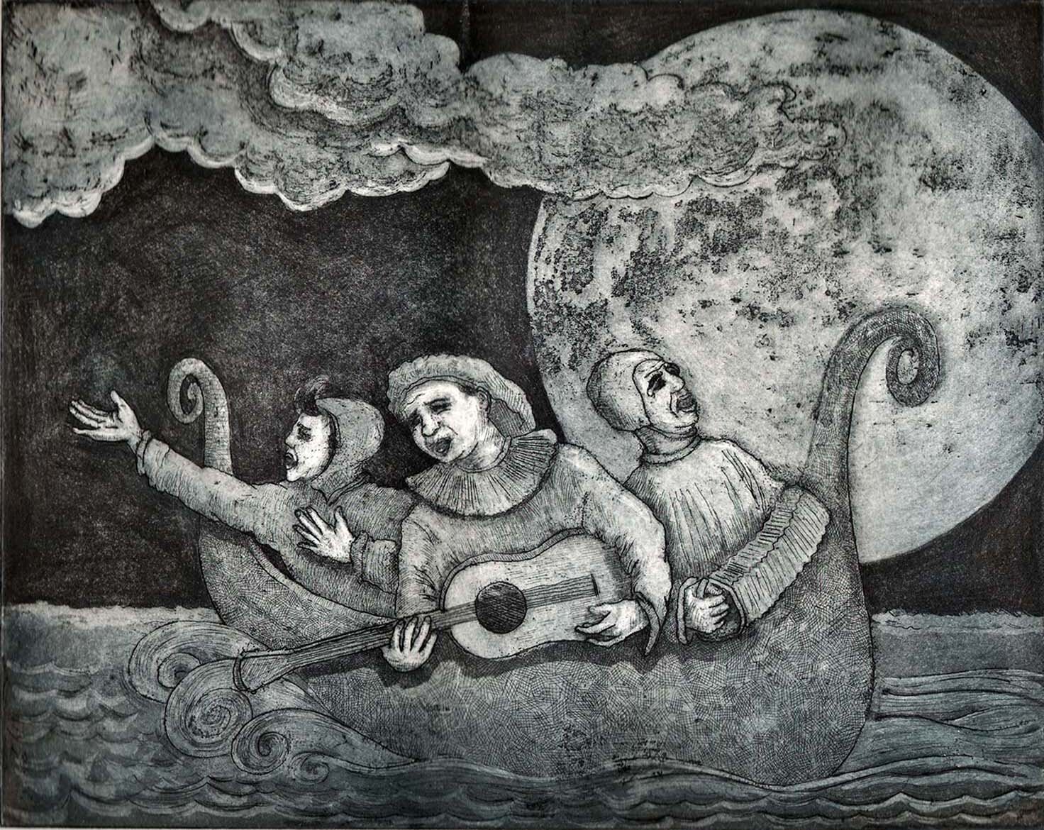 Ode to a Midnight Voyage, etching/aquatint, 8" x10", edition of 25