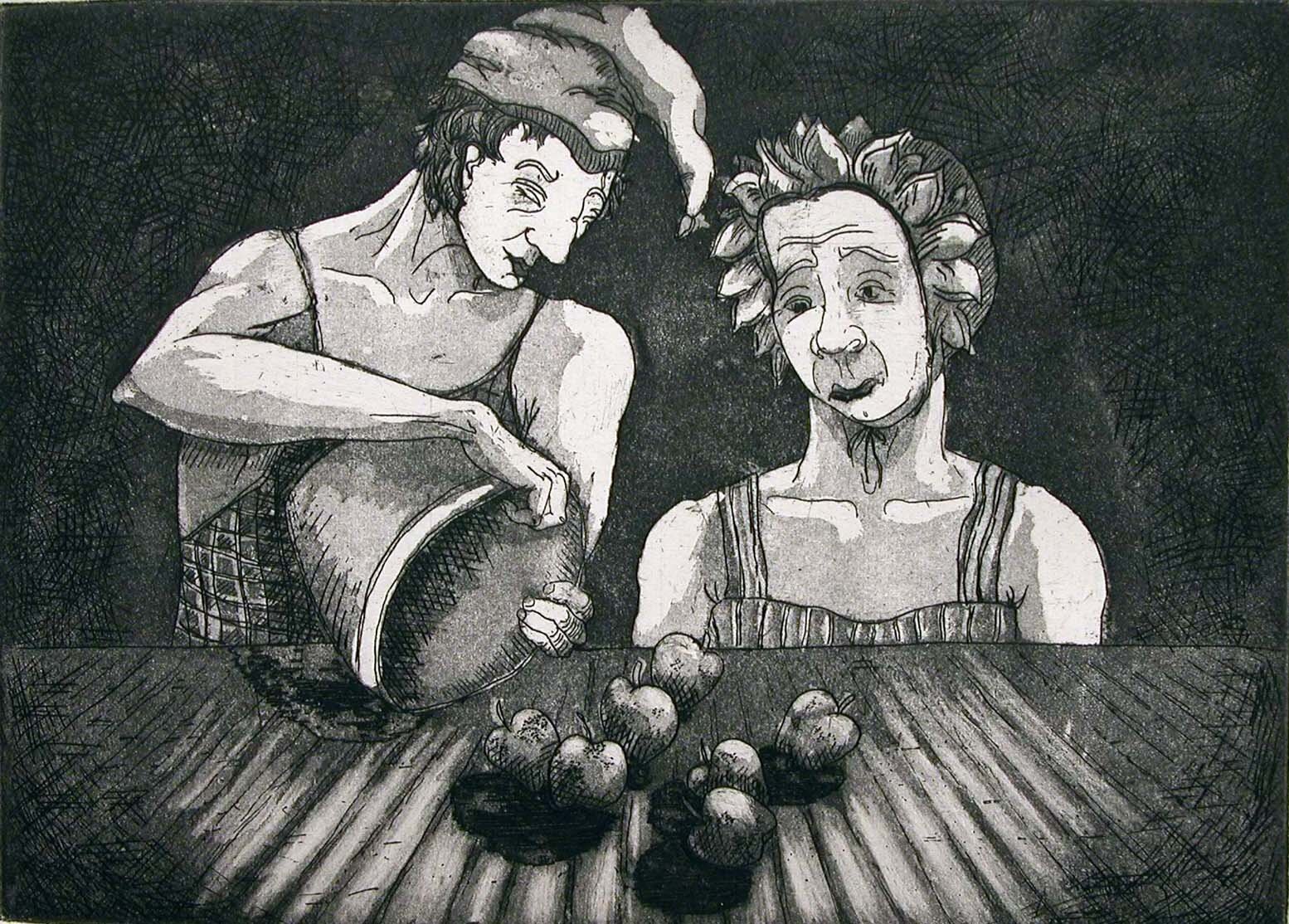 A Few Bad Apples, etching & aquatint, 6" x 8", edition of 25
