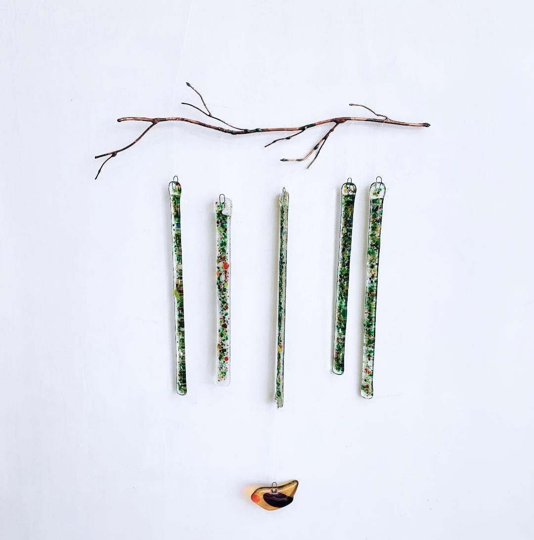soldered branch with chimes $130