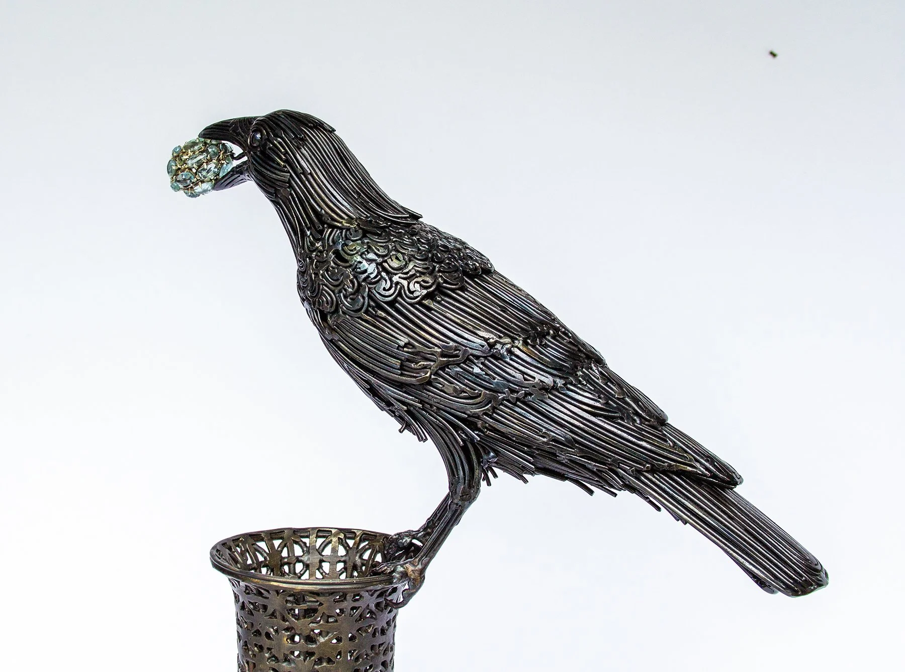 Return | steel, silver, rose cut aquamarine | 2025 | 24" high