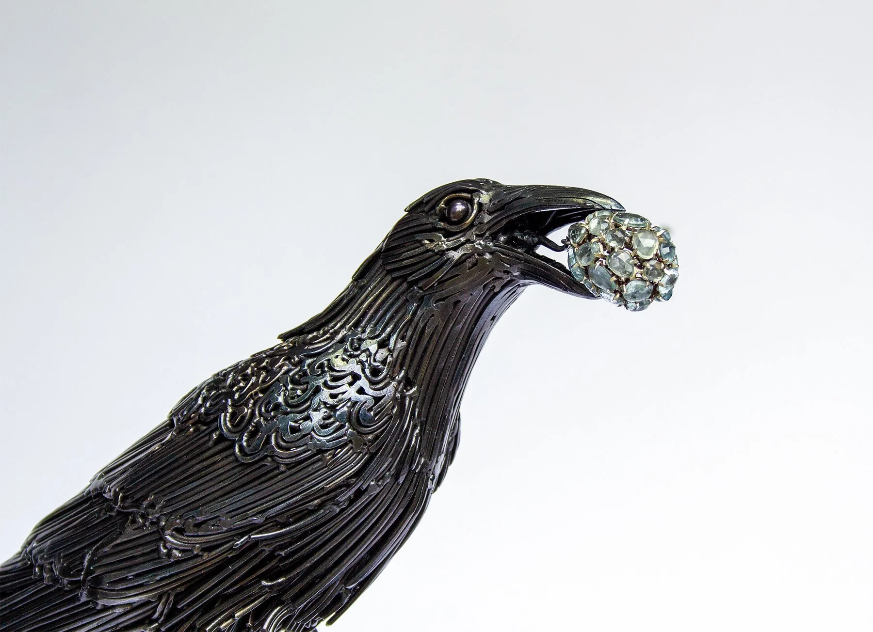 Return | steel, silver, rose cut aquamarine | 2025 | 24" high