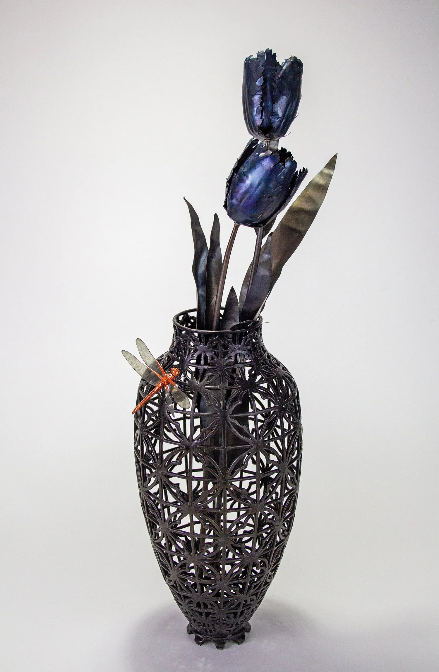 Darken | steel, copper, bronze, mica, gold leaf | 2025 | 25" high x 9" wide 