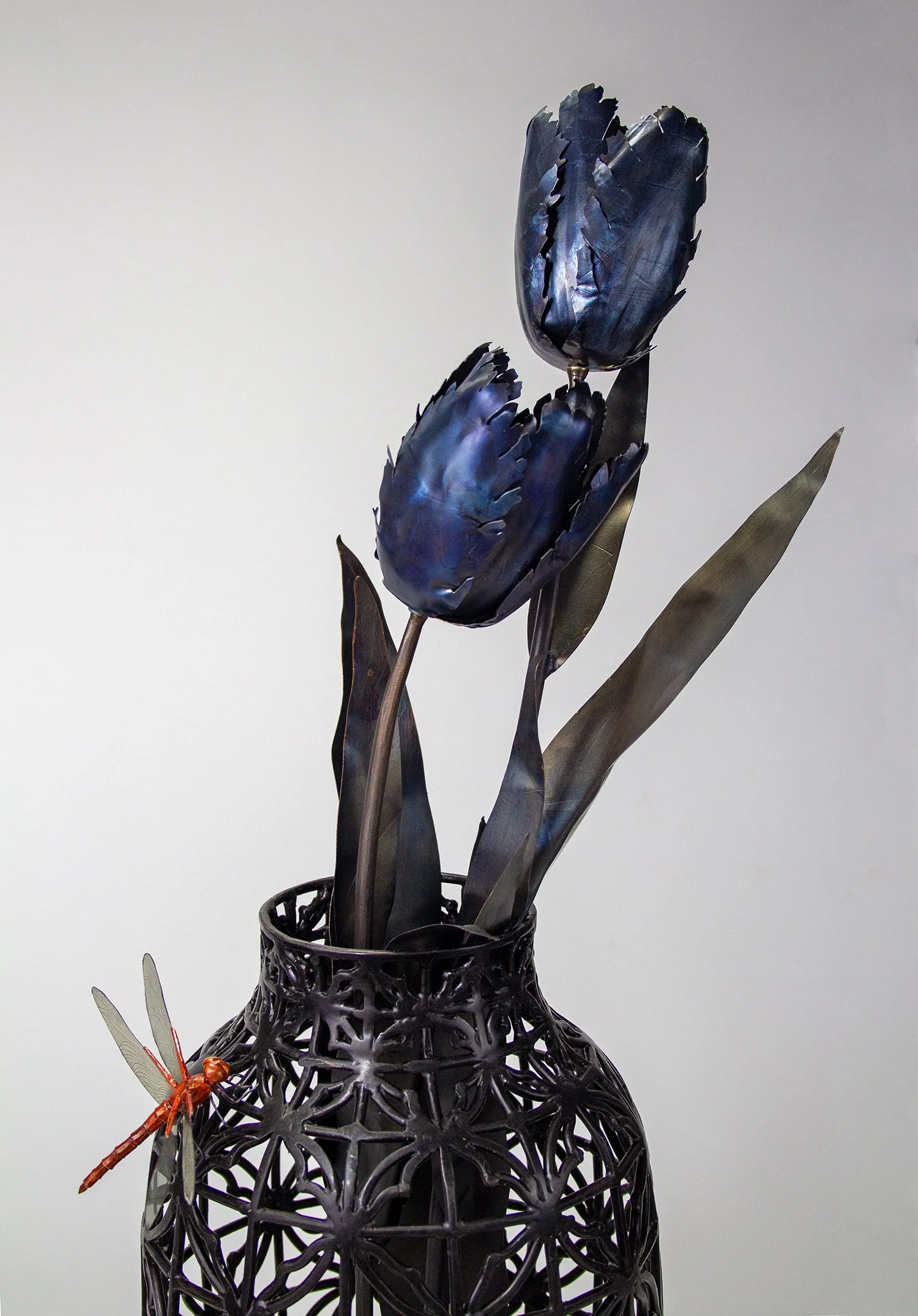 Darken | steel, copper, bronze, mica, gold leaf | 2025 | 25" high x 9" wide 