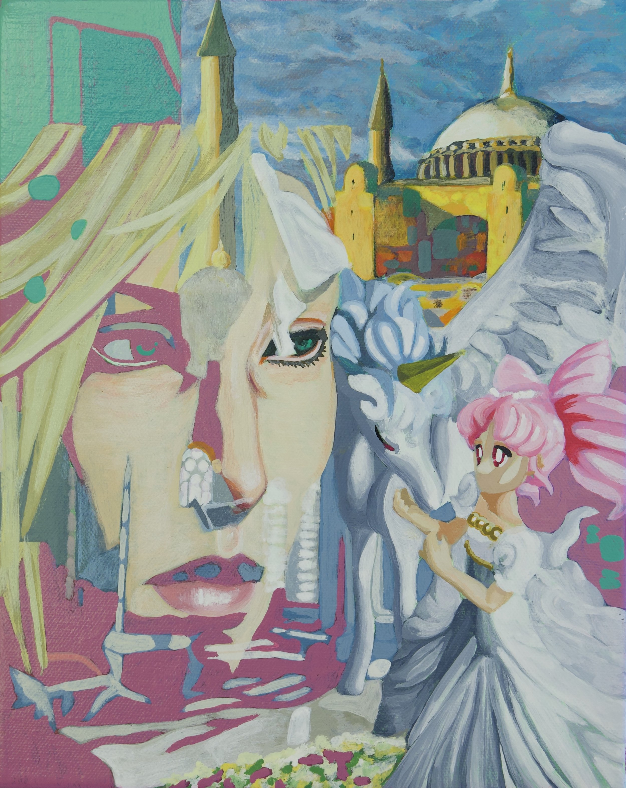 Study for je t'aime ★ je t'aime, 2026, acrylic on canvas, 30 cm x 24 cm