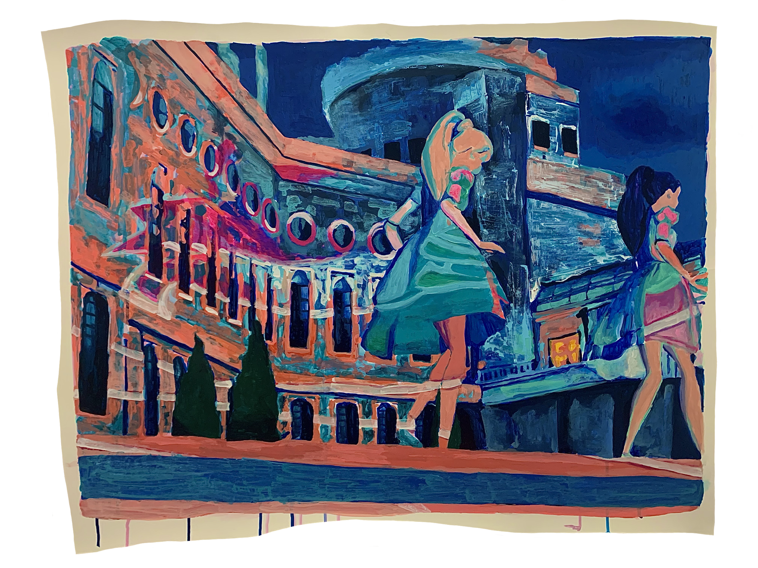 Poupelin's Flute, 2022, acrylic on yupo paper, 24.5 in x 31.25 in