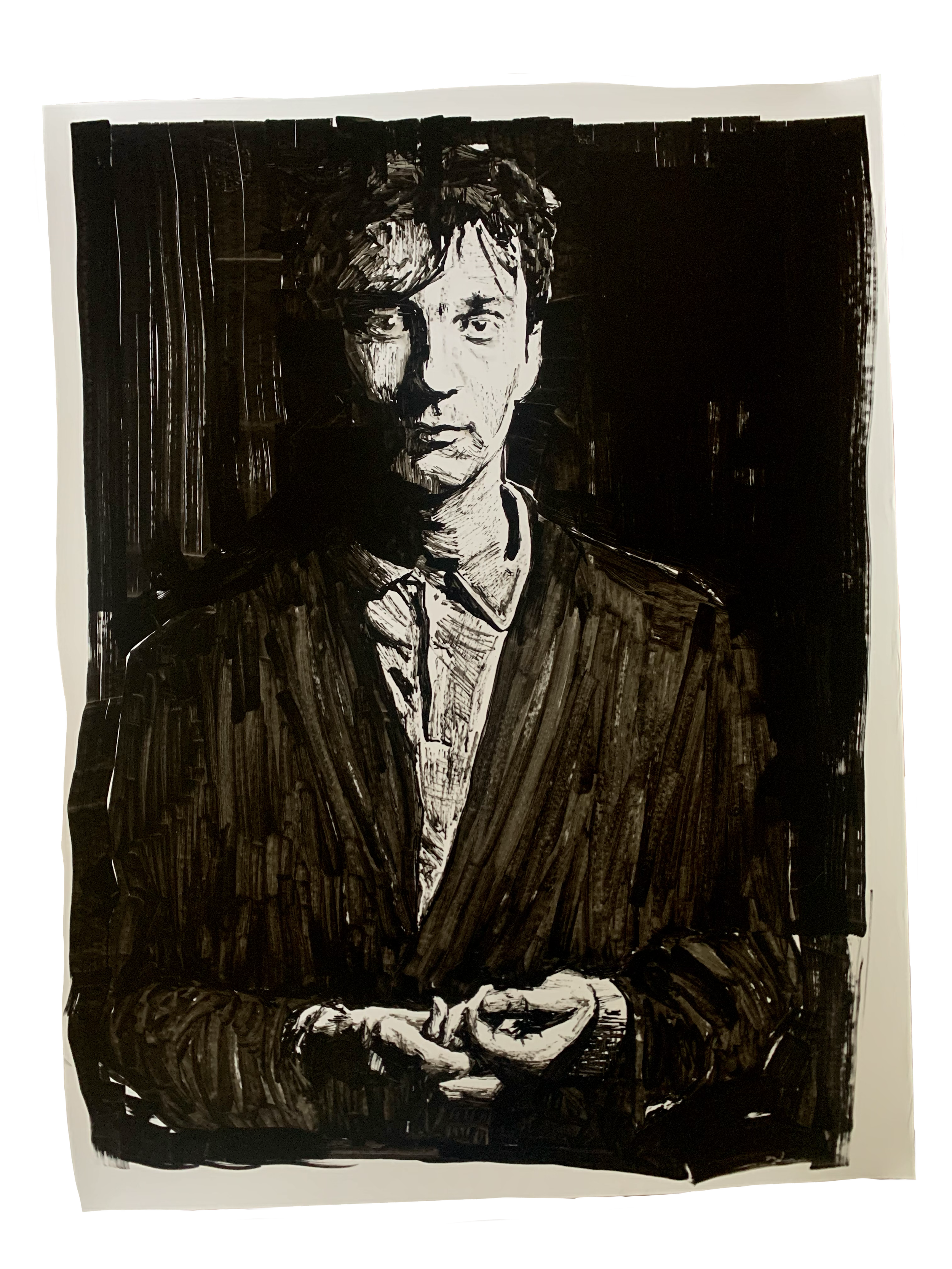 Moony, 2021, acrylic on yupo paper, approx 36 x 24 in