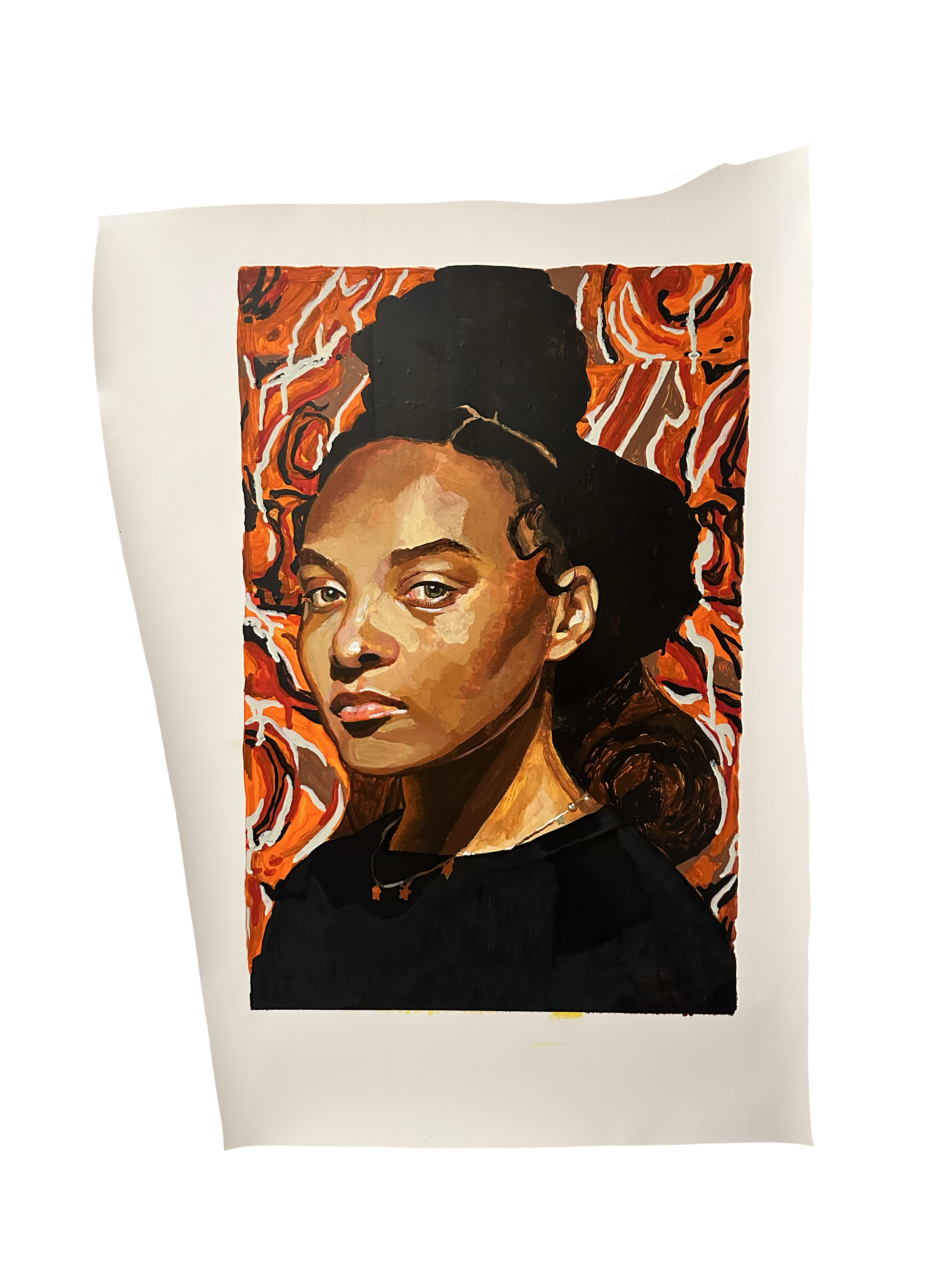 Janelle (In the Ebony Test Kitchen), 2023, acrylic on yupo paper, 26.85 in x 19.75 in