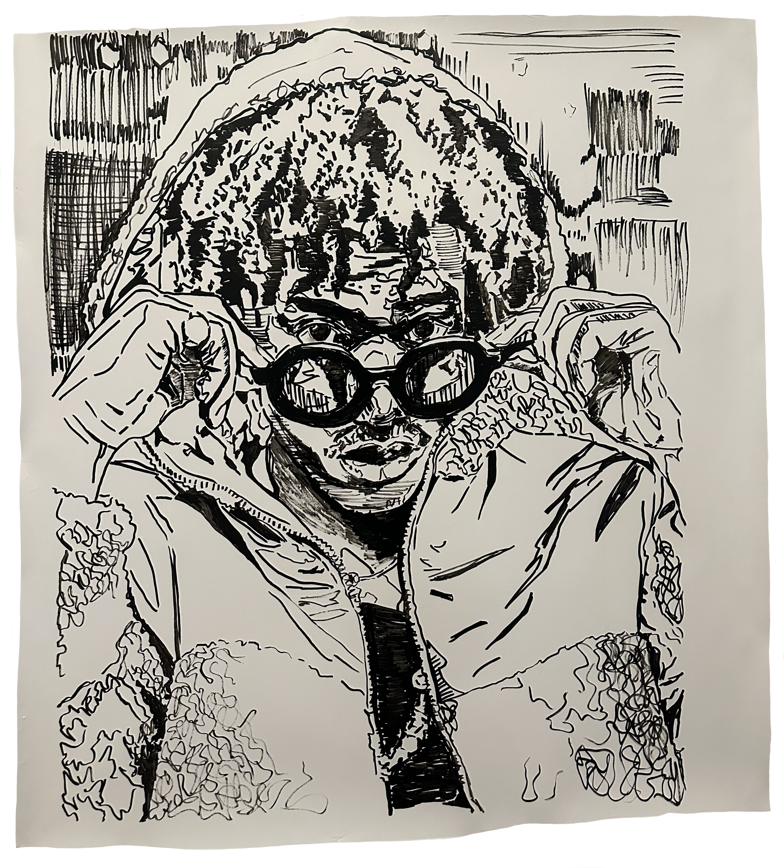 Jermaine Jones, 2021, acrylic on yupo paper, 47 in x 42.5 in