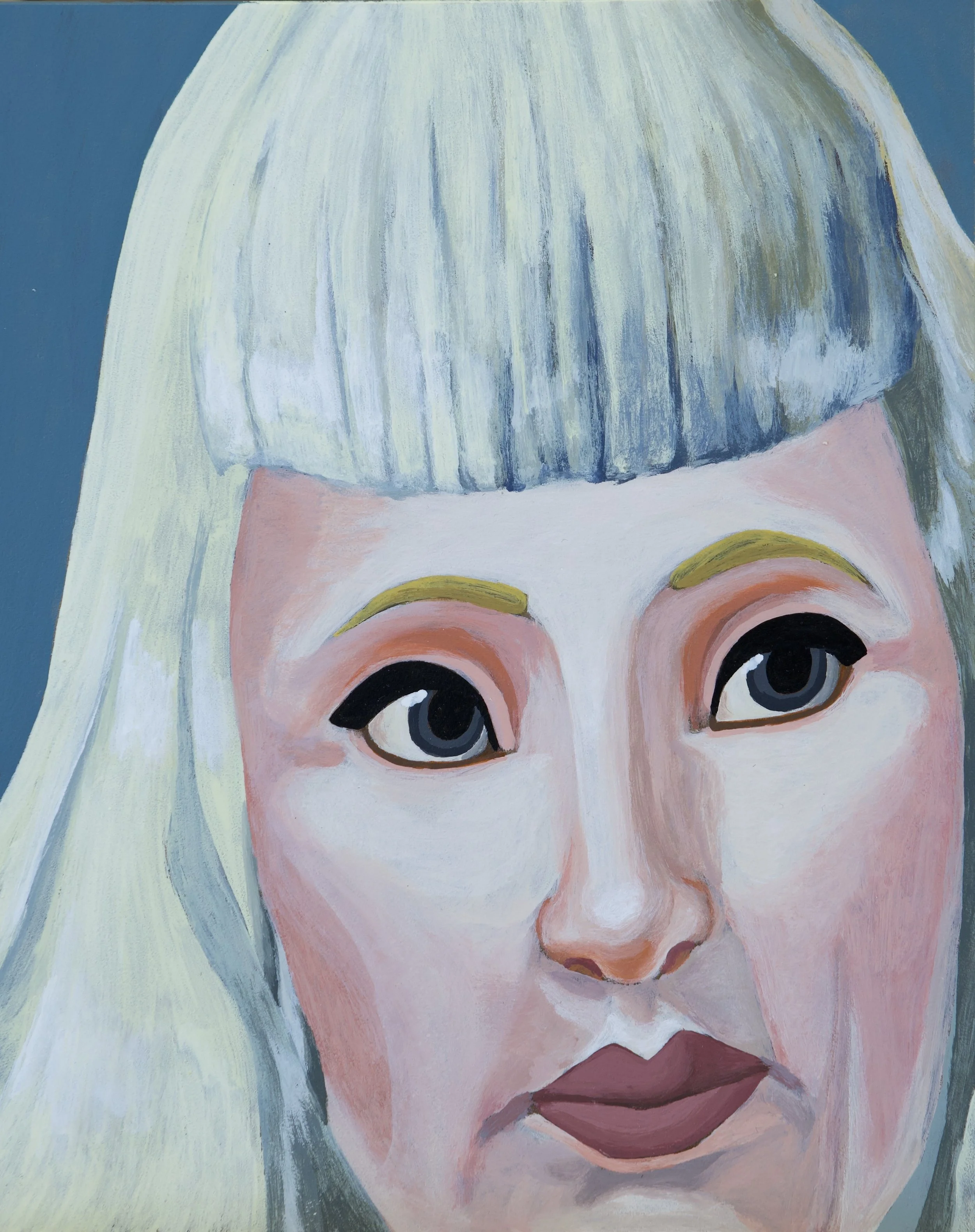 Agnes from “Sims Portraits” series, 2026, acrylic on gessobord, 10 in x 8 in