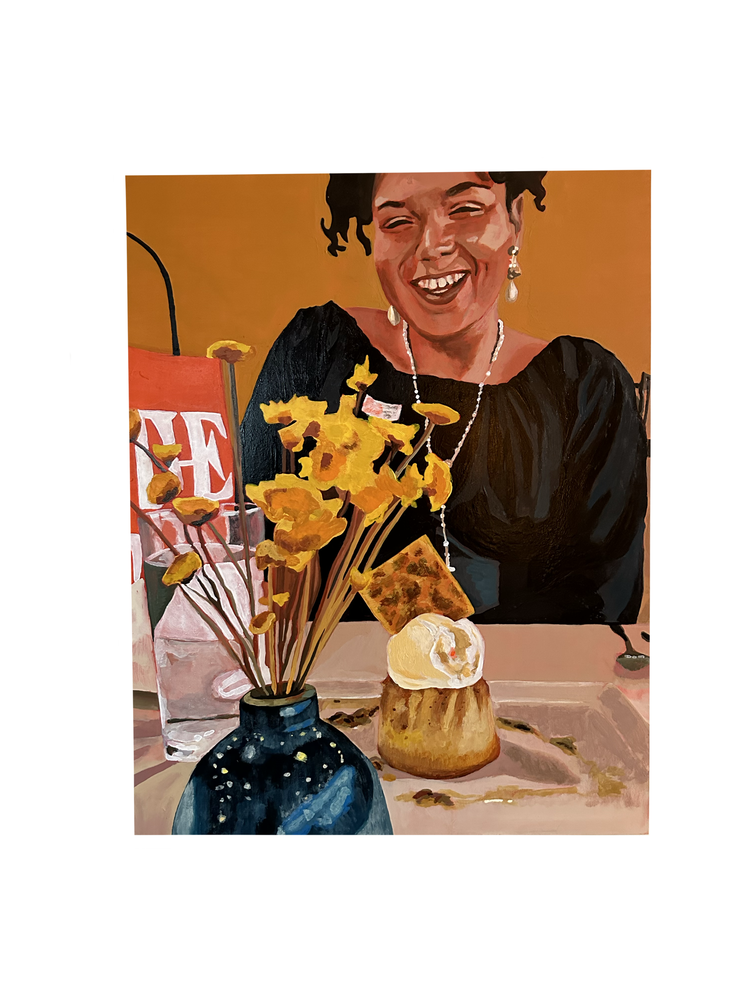 The Girl with the Pearl (Vivienne Westwood) Earring, 2023, acrylic on gessoboard, 14 in x 11 in