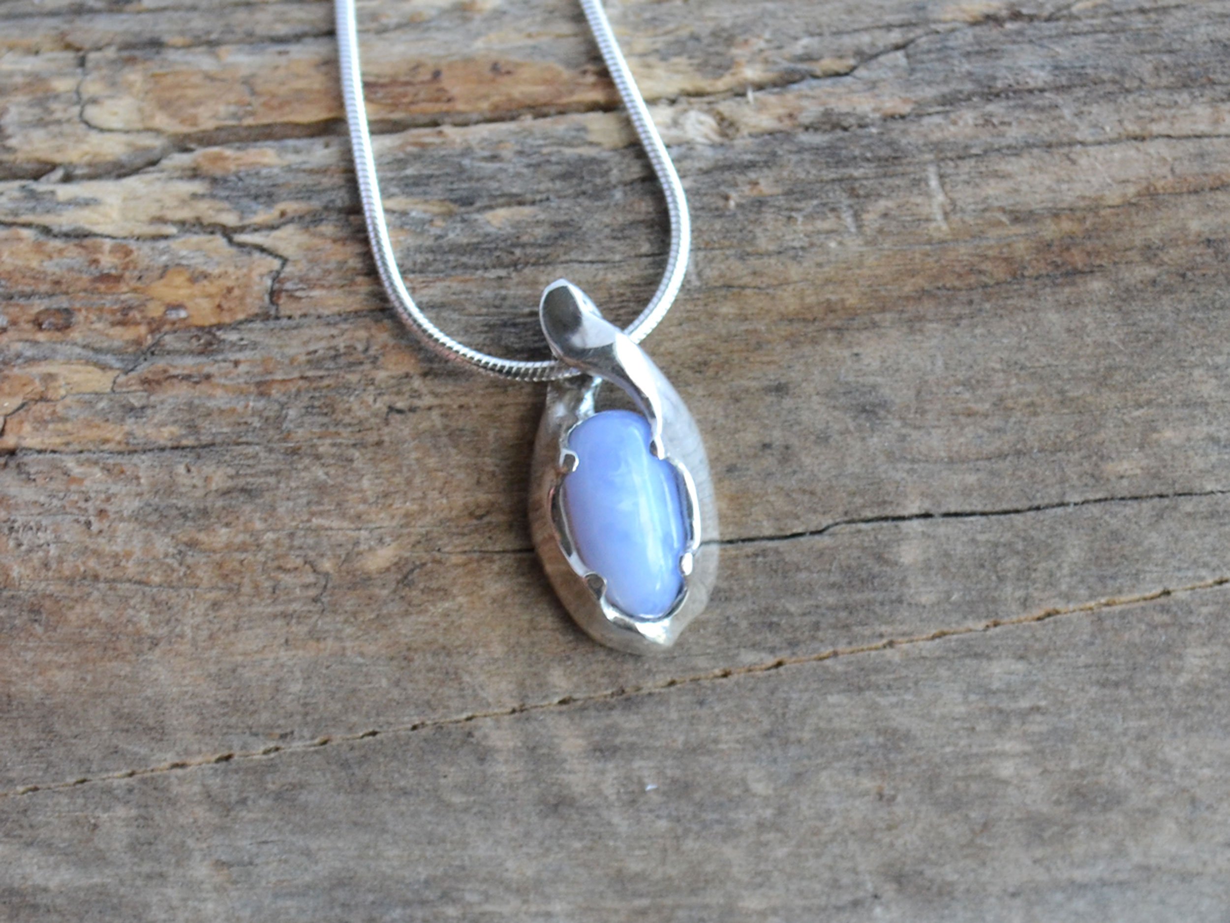 Silver Multi Gemstone Necklace with Blue Opal, Apatite, Tanzanite, Blu - Q  Evon