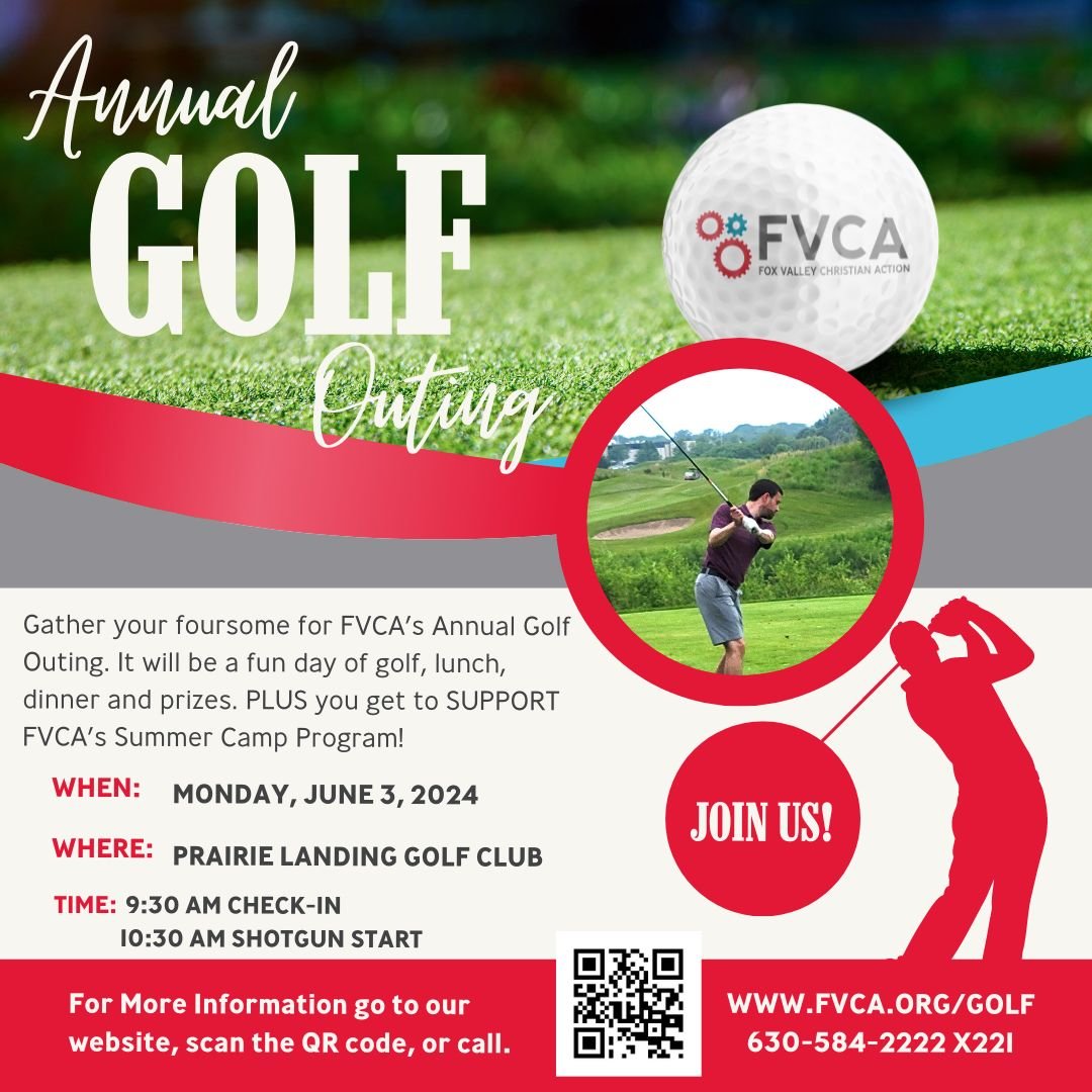 Enjoy an incredible day of golf, lunch, dinner and prizes, all while supporting FVCA&rsquo;s FREE summer camp program for the low-income youth of the Fox River Valley. Scan the code below or visit https://fvca.org/golf.