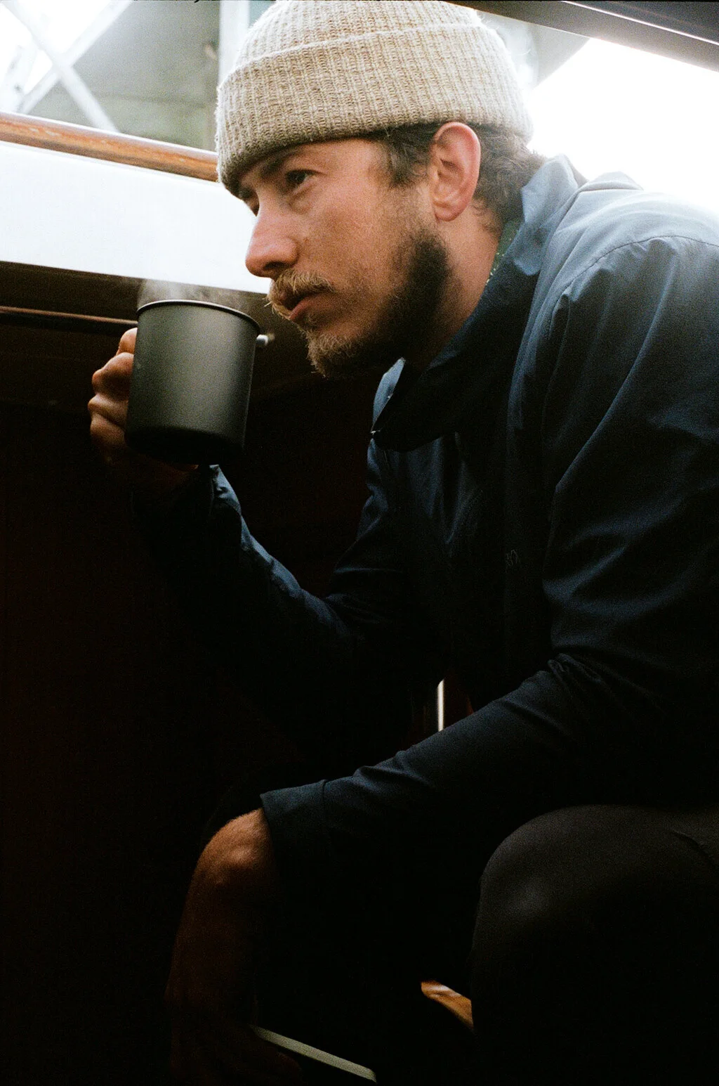Morning coffee aboard our host for the night on the pacific coast bike tour. Photo courtesy of Garrett Murphy
