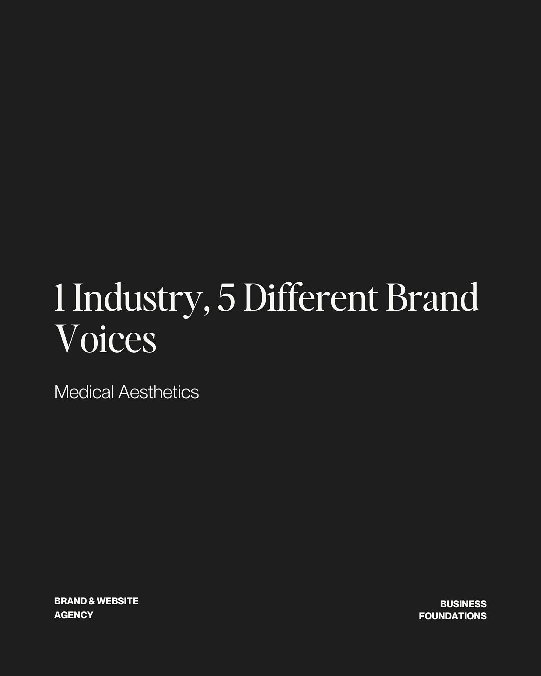 One industry &rarr; Hundreds of clinics &rarr; Unlimited voices
&nbsp;
We work with medical aesthetics brands all the time and not one of them sounds the same.
&nbsp;
Because you aren&rsquo;t like everyone else. You don&rsquo;t speak, sell, or show u