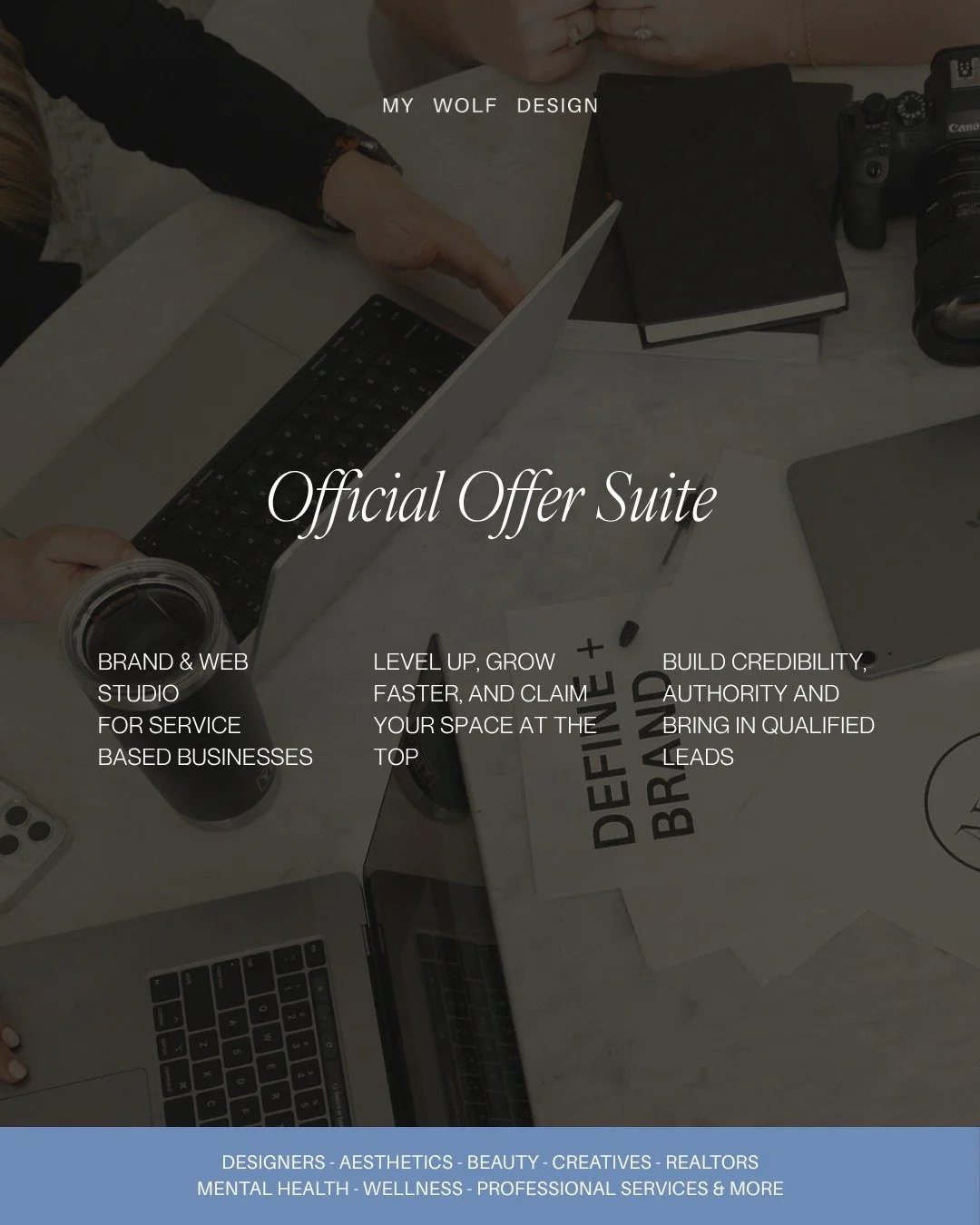 If you're here you're 100% obsessed with your business. You've found success and you want to take it to the next level. We're here for it! 

✨Be obsessed or be average.✨

&rarr; Branding
&rarr; Website Design
&rarr; Copywriting
&rarr; Photography
&ra