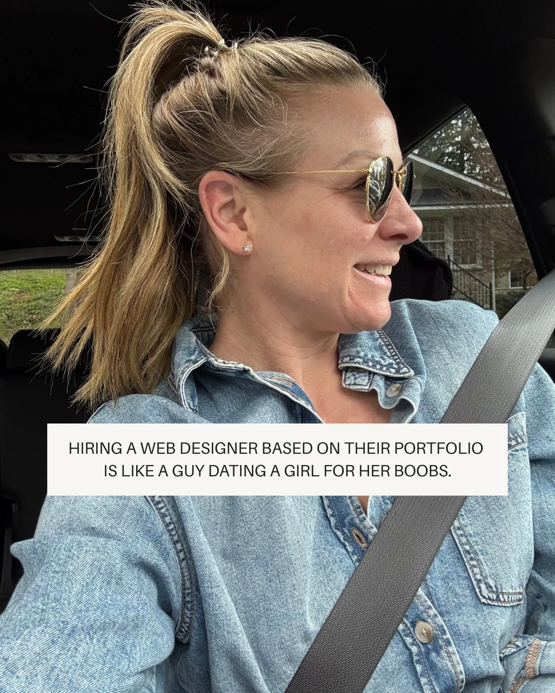 I say this as someone with a great portfolio and great boobs... once upon a time lol

Sure, it gets your attention. But you're missing everything that actually matters.

It's missing: The strategy. The copy. The questions we ask before we touch a sin