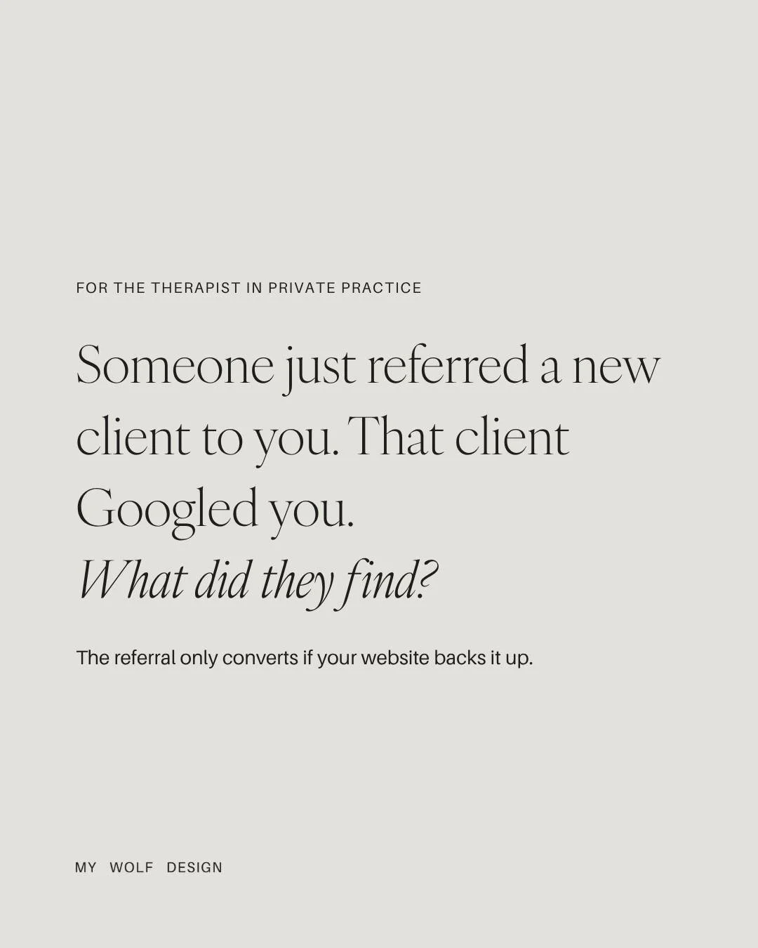 Therapy practices run on referrals. A colleague recommends you. A past client passes your name along. Someone in a Facebook group asks who to see for anxiety in your city and your name comes up.

That referral is warm. She already trusts you before s