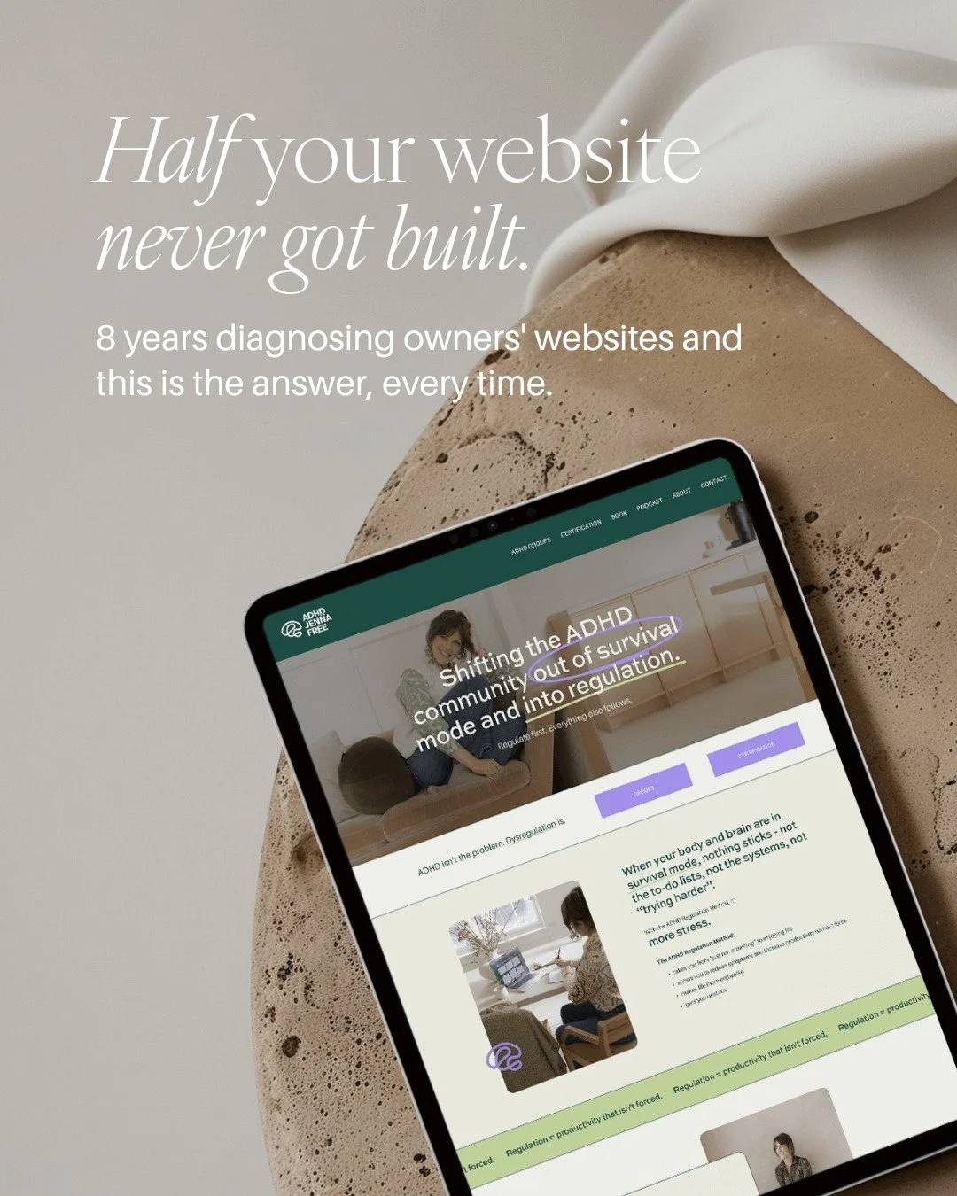 There's the half that gets people there. Search, whether you show up at all, whether anyone can find you without already knowing your name.

And there's the half that does the work once they land. The copy, the photos, the way it sounds, whether it f