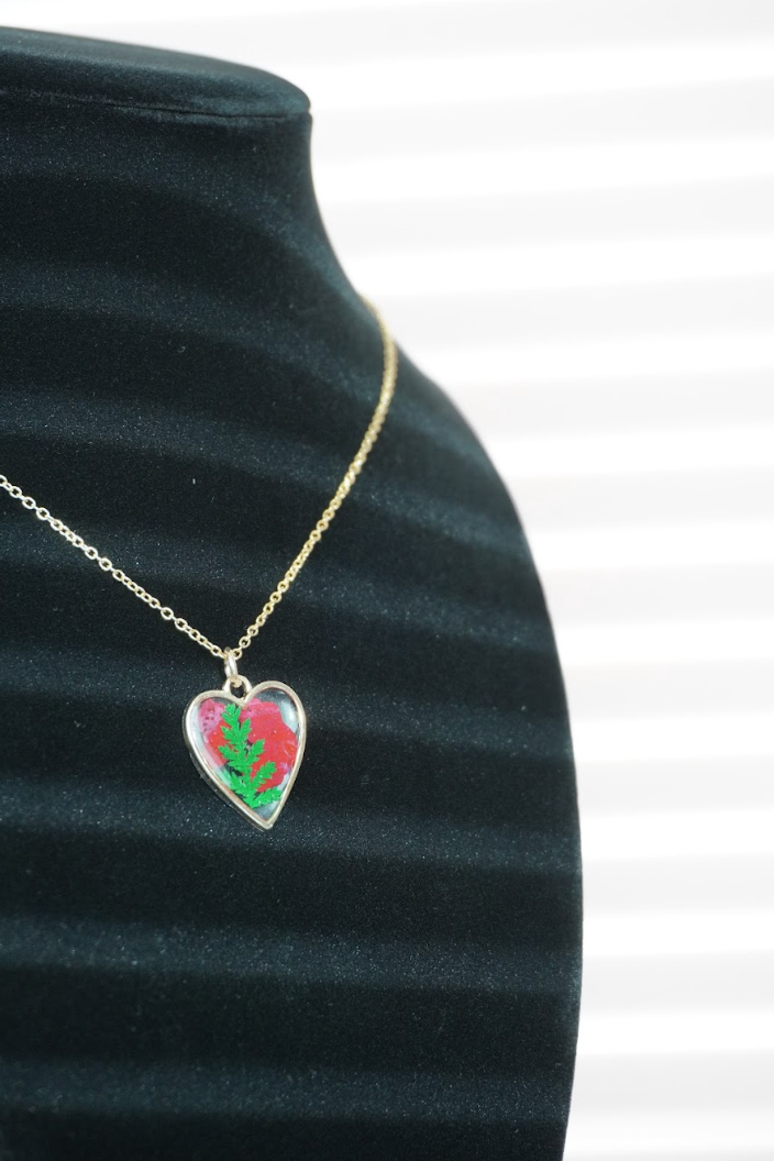 Gold Floral Heart Necklace