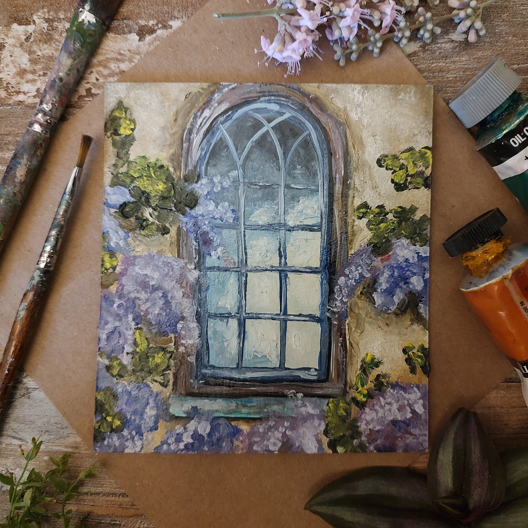 Wisterias on the Window _ Oil Painting Print .jpg