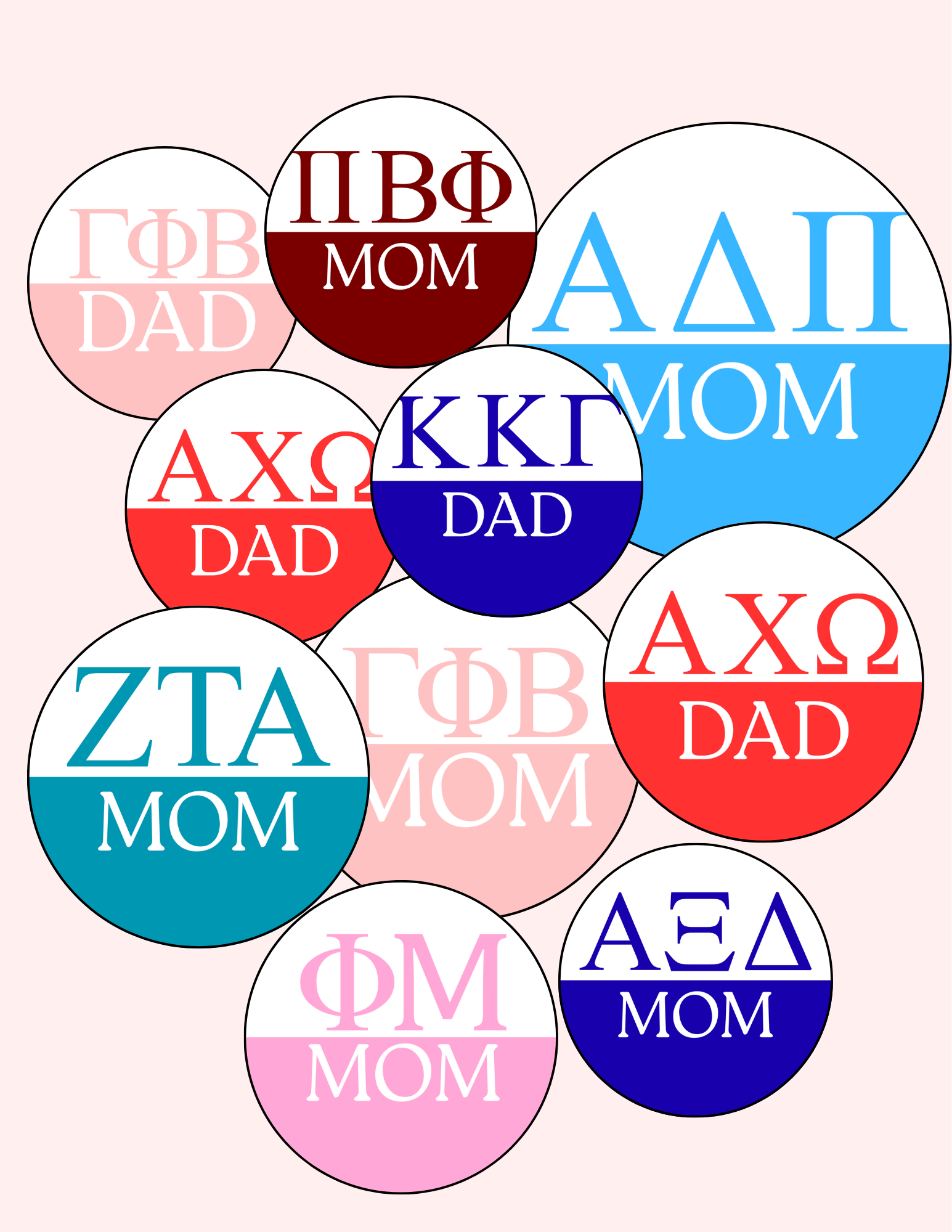 SORORITY PARENT BUTTONS