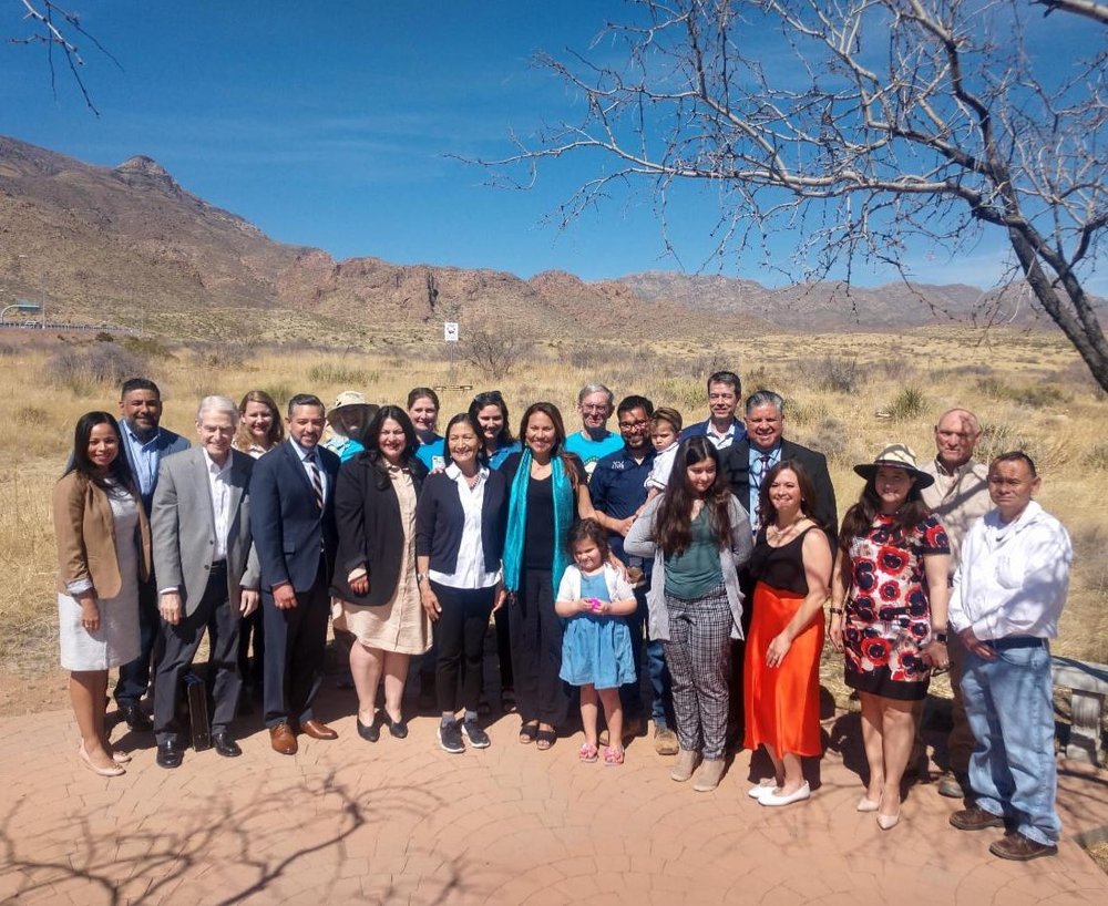 Group photo with Secretary Haaland during her visit at Castner Range.