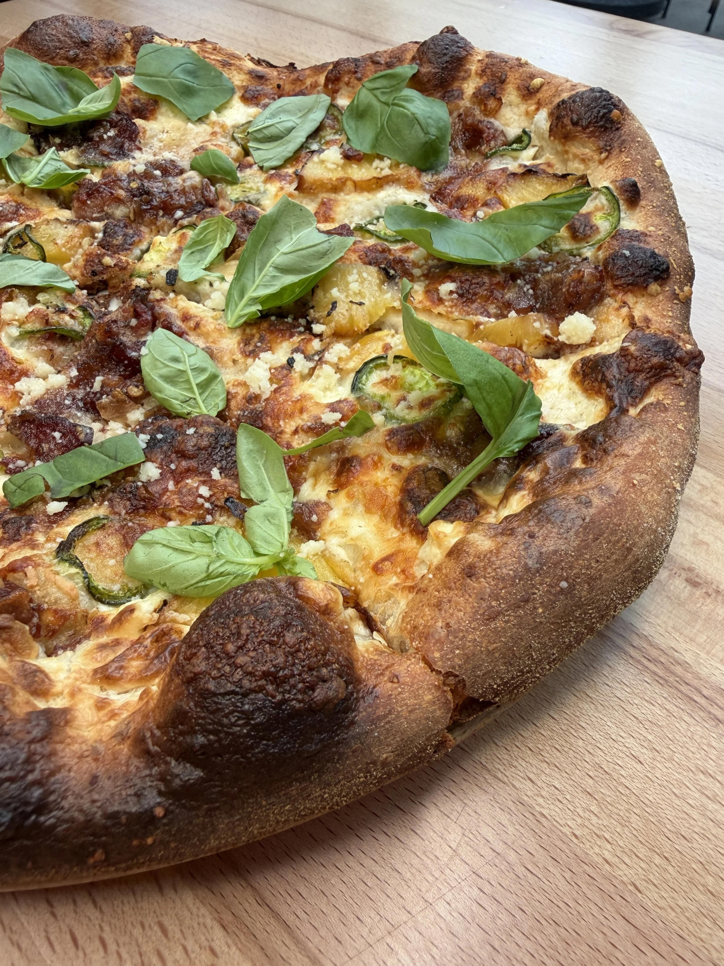 Hawaiian Pie - Whipped Cream Cheese, Bacon Jam, Jalapeño, Basil