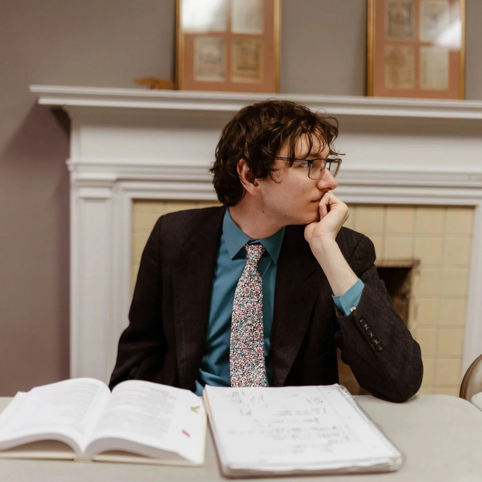 A liberal arts student studying.