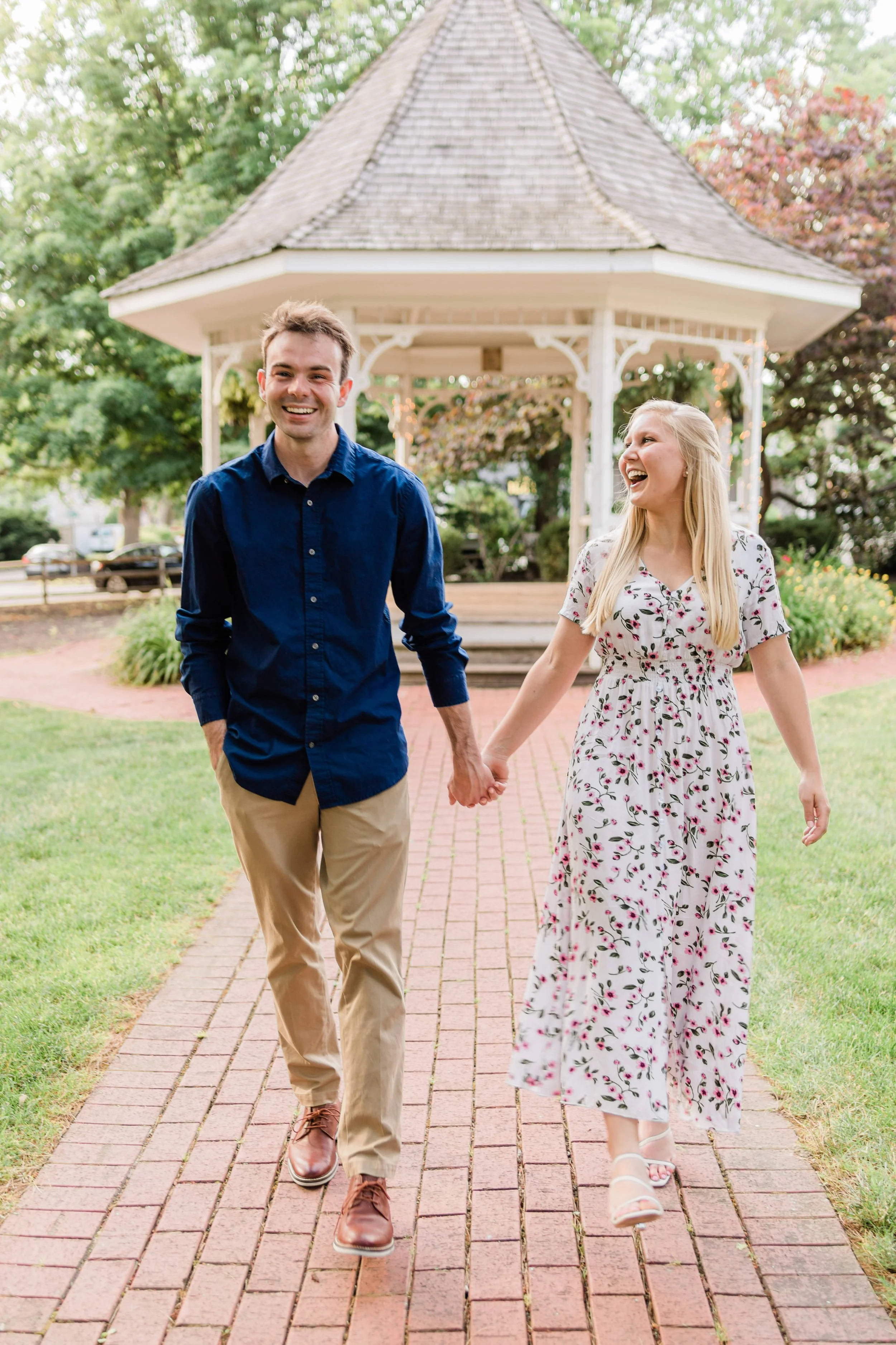 Summer Engagement Session in Downtown Zionsville 