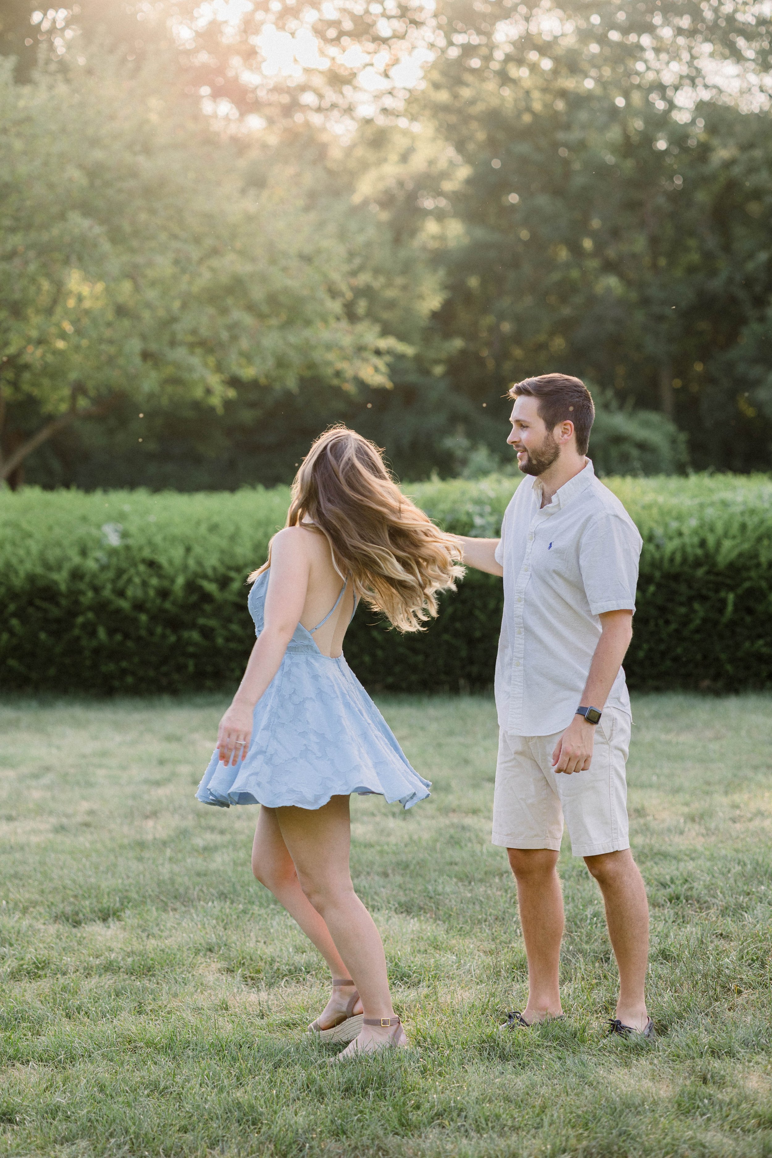 Holcomb Gardens Summer Sunset Engagement Shoot
