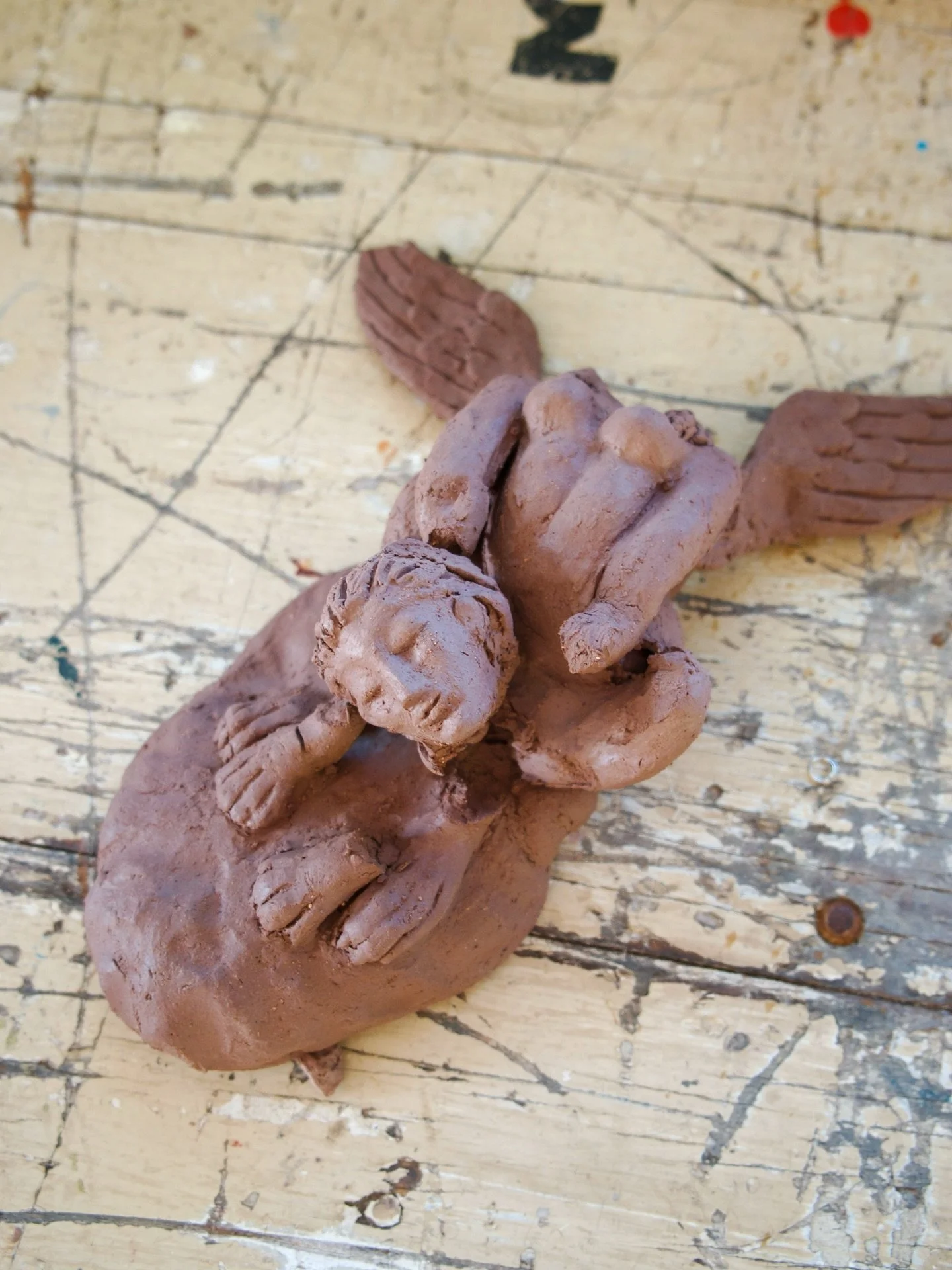 This day is #cursed 😭

Got home from the beach today to find the Sphinx sculpture I&rsquo;ve been working on for the past couple of days had been crushed by the fly screen frame which decided to randomly jump off the window. I&rsquo;m also covered h