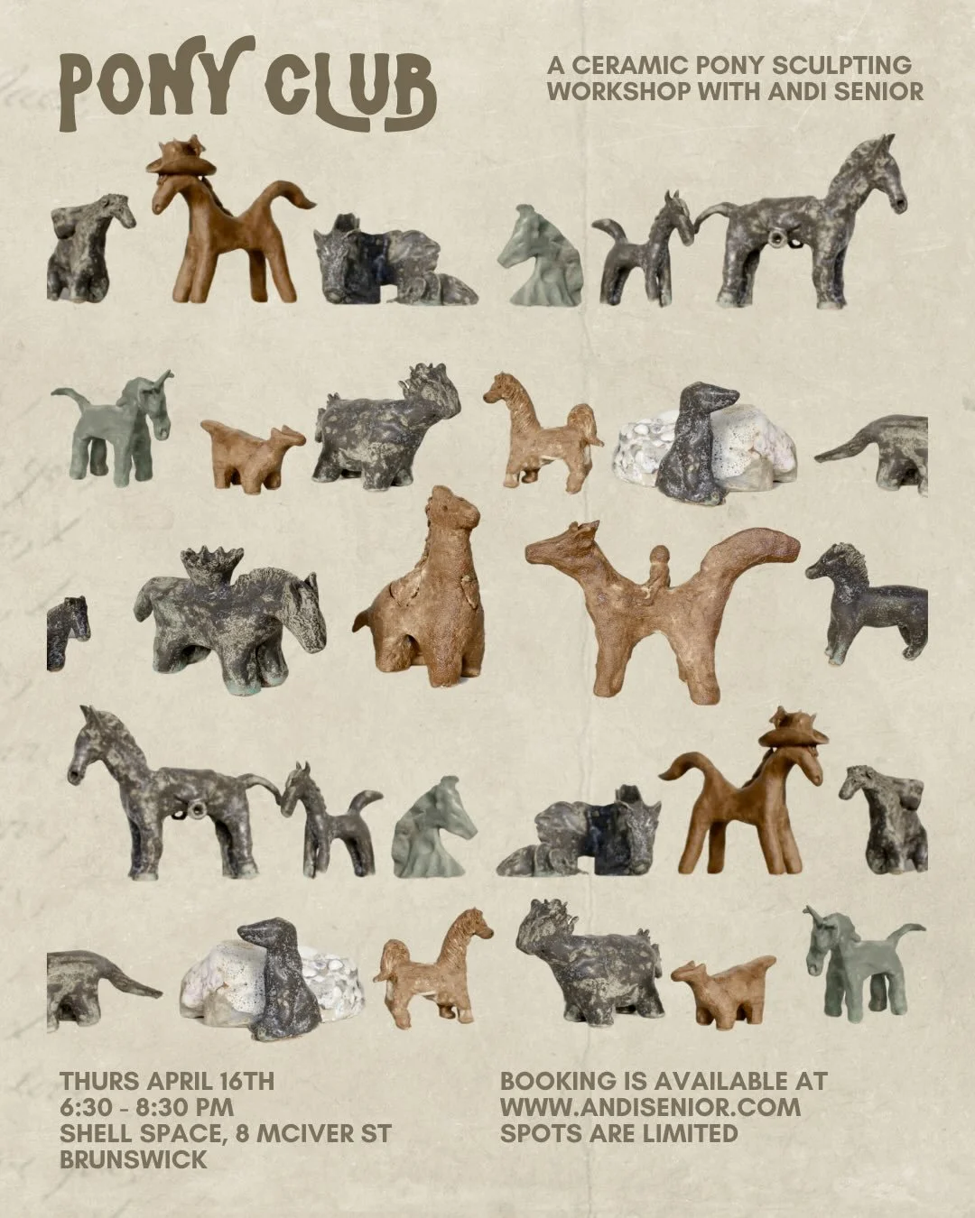 🐎 PONY CLUB IS BACK 🐎

April 16th 
6:30 -8:30 
@shellspace__ in Brunswick 

This month sold out fast so get in quick!! 🔥 
Let&rsquo;s realign with our intentions for 2026 and work with this fire horse energy. The perfect way to ground, access your