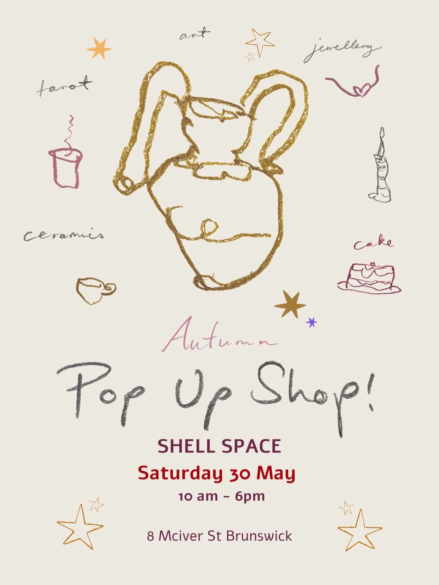 Save the Date! ⭐️ Come to our Autumn Shell Space Pop Up Shop!

⭐️ Hand made ceramics all made inside the shell

⭐️ Jewellery by local designers

⭐️Handmade candles

⭐️Fundraiser table for Isla Bell Foundation 

⭐️Delicious warm chai and coffee

⭐️Bak