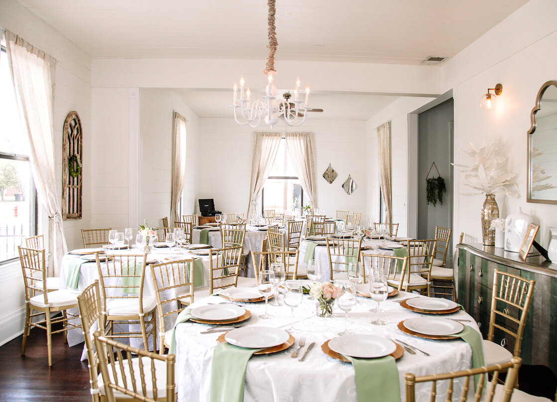 Chateau Claire Wedding Venue, Dining Room, Table, Chairs, Hondo, Texas