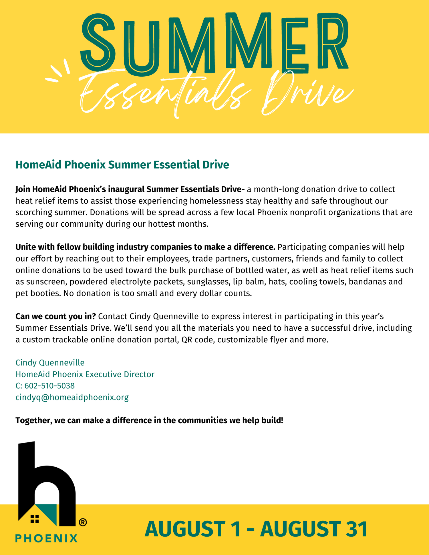 Essentials Drive Summer Essential Drive — HomeAid® Phoenix | Building A Future Without ...