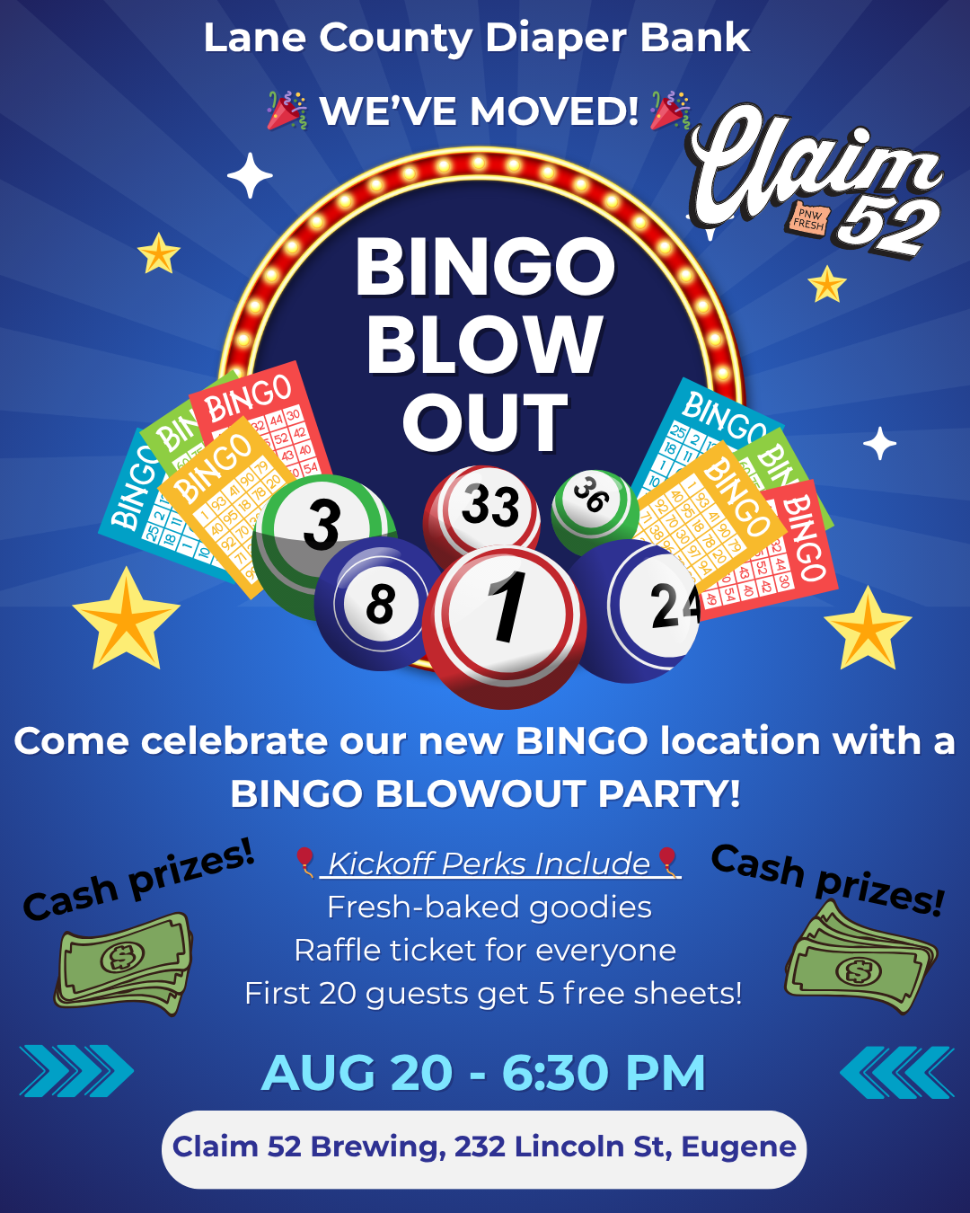 Bingo Night Supporting Lane County Diaper Bank - Aug. 20
