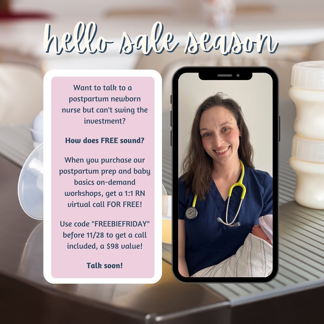 Want to talk to a postpartum newborn nurse but can't swing the investment?

How does FREE sound?

When you purchase our postpartum prep and baby basics on-demand workshops, get a 1:1 RN virtual call FOR FREE!

Use code &quot;FREEBIEFRIDAY&quot; befor