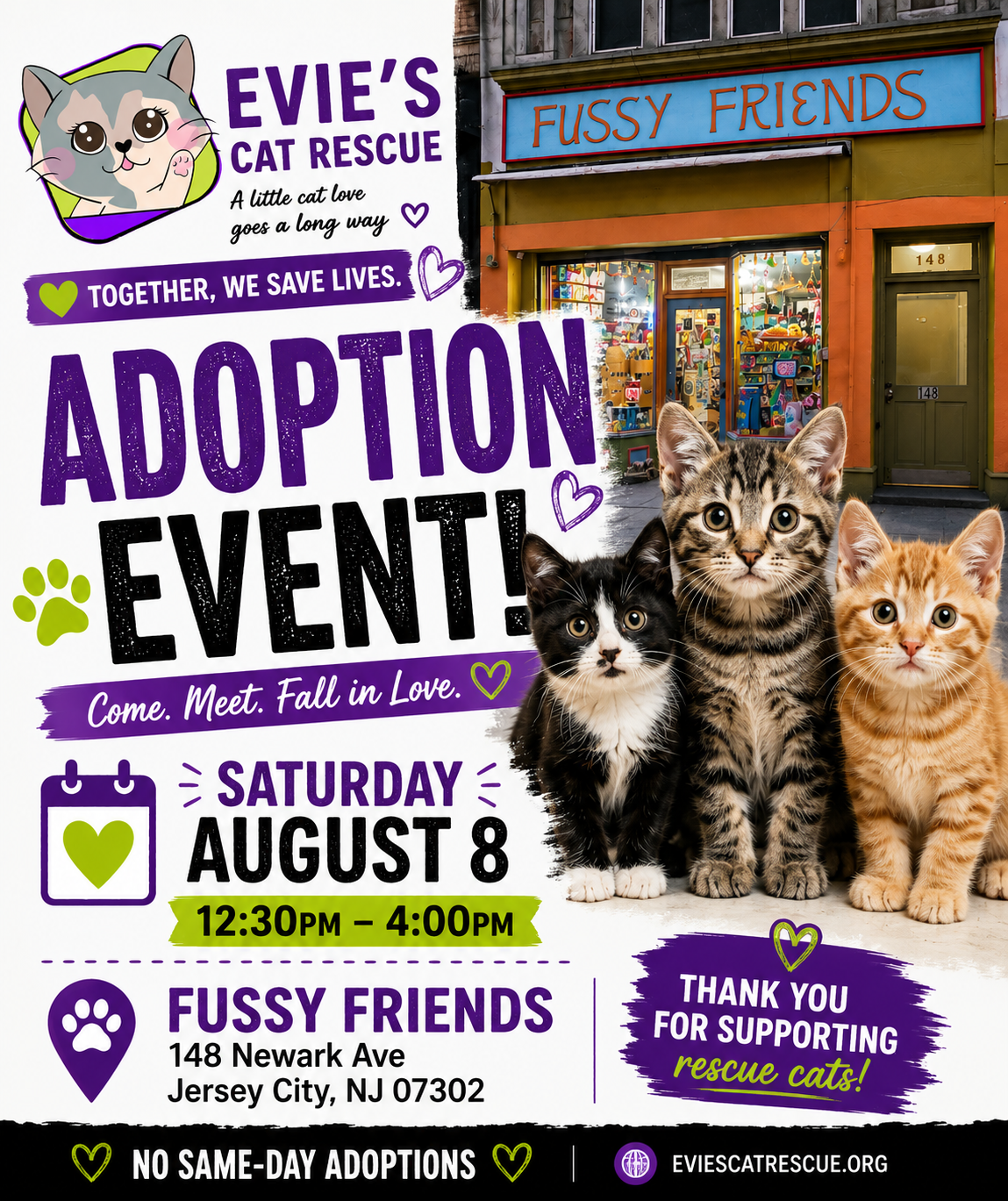 Evie’s Cat Rescue Adoption Event at Fussy Frienes