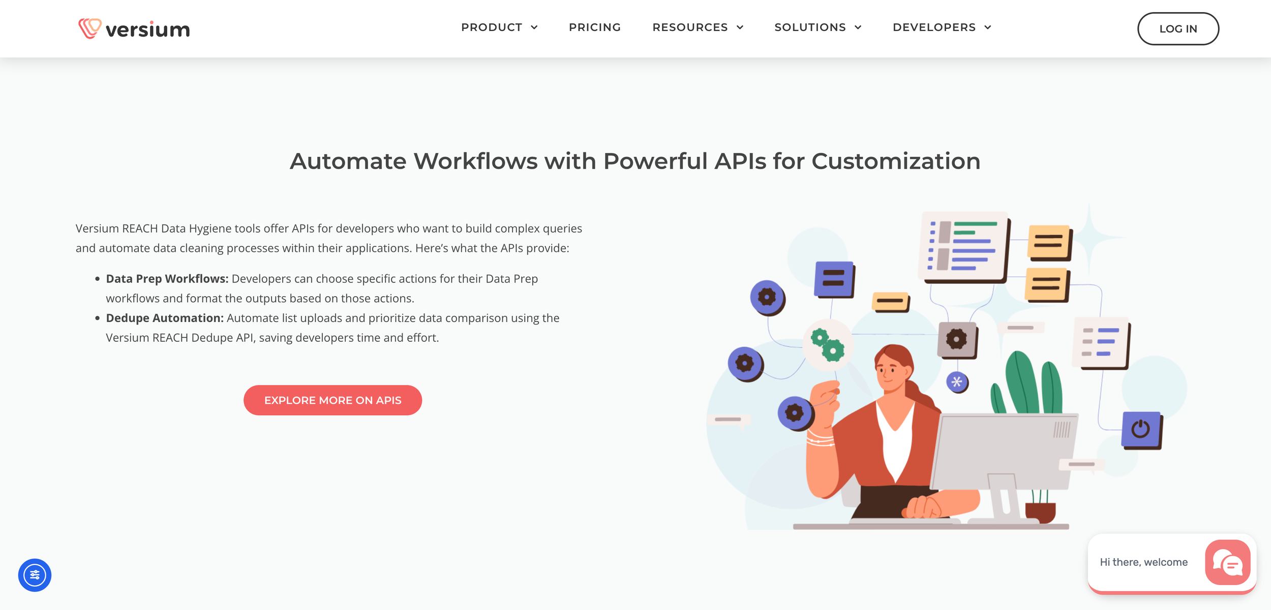 Created the content and layout for Versium’s Data Prep page. Simplified a complex data workflow (diagnose, cleanse, configure) into clear, actionable steps—balancing clarity for technical users with conversion-focused messaging for business teams.
